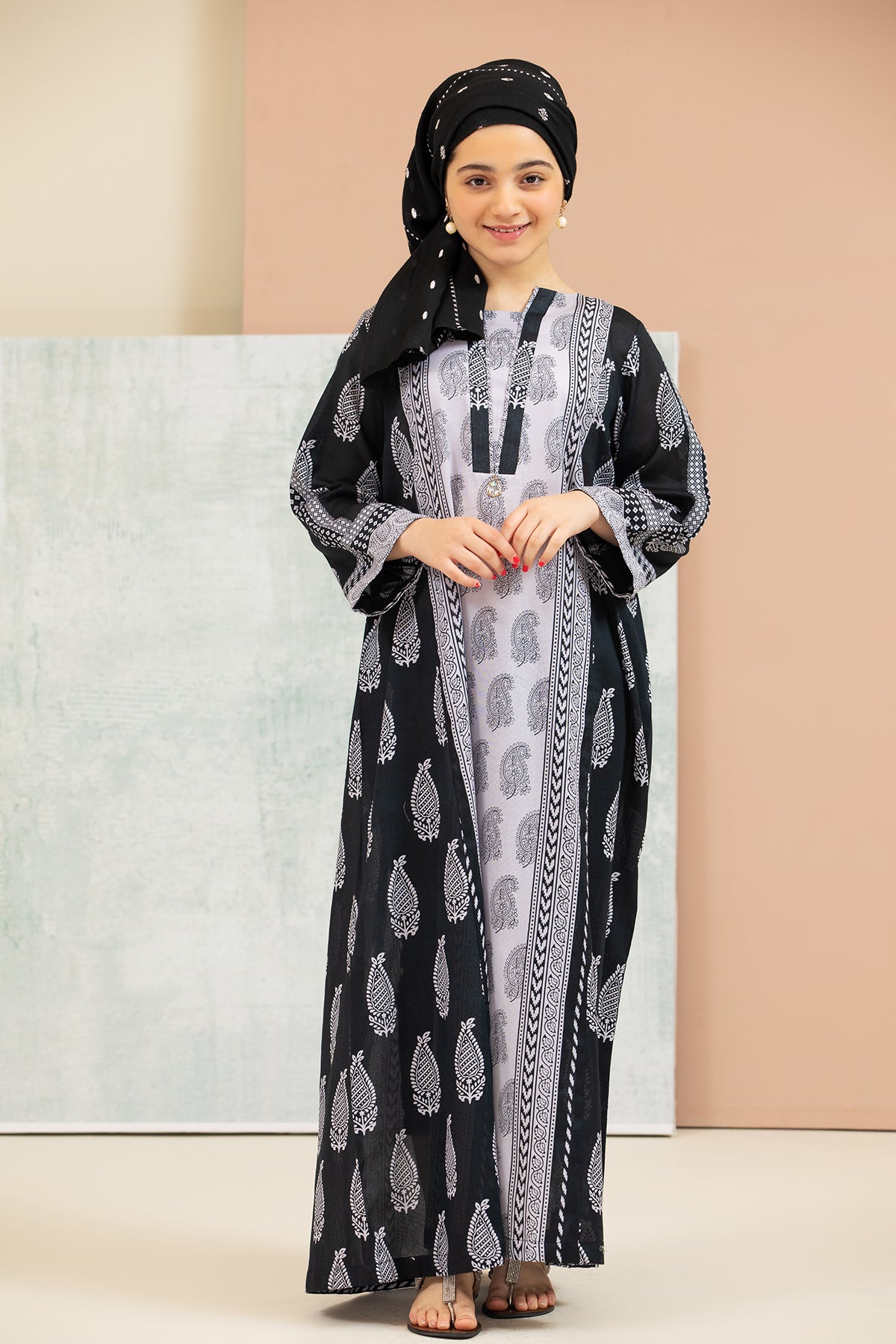 DS21-124-Printed Lawn Kids Fustaan