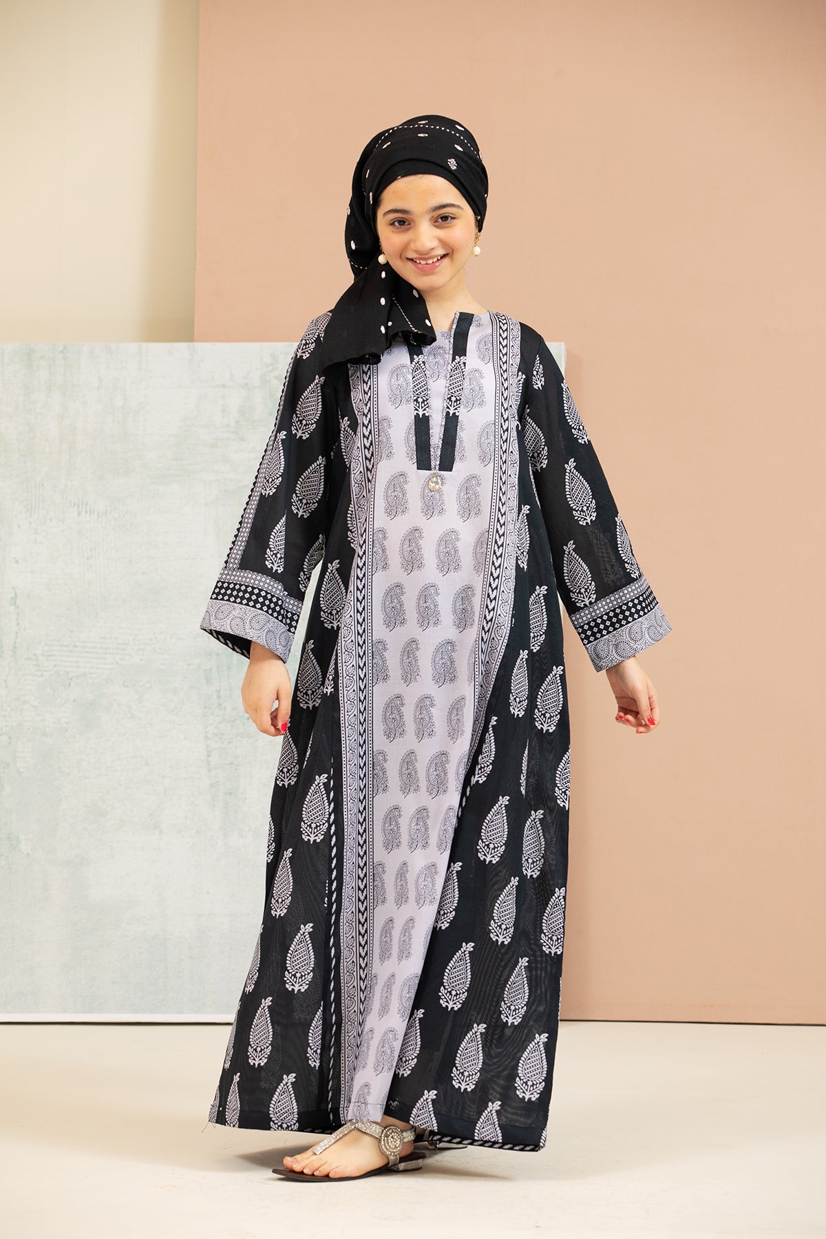 DS21-124-Printed Lawn Kids Fustaan