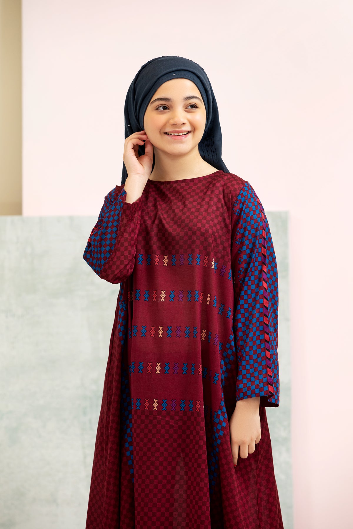 DS21-125-Printed Lawn Kids Fustaan