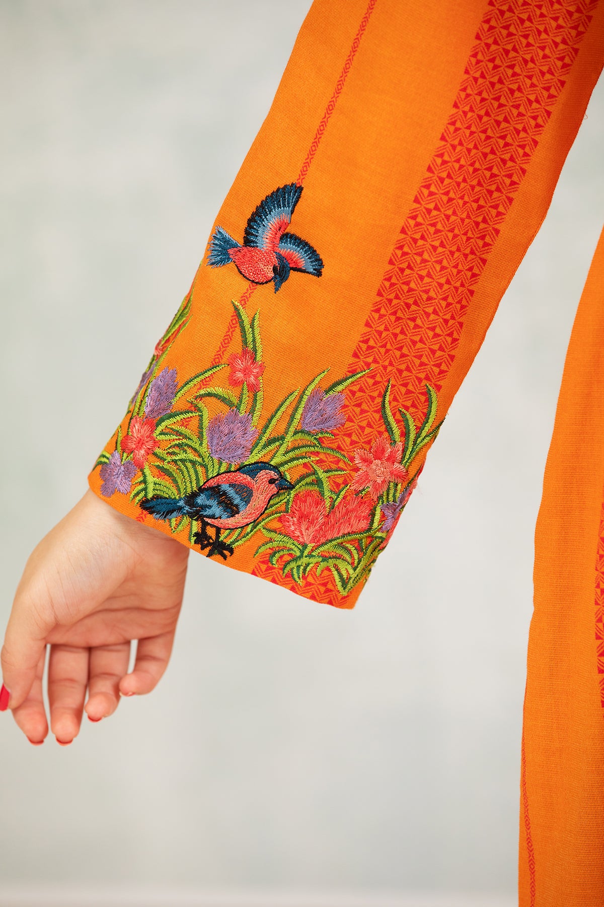 DS21-158- Printed Textured Cambric Kids Fustaan