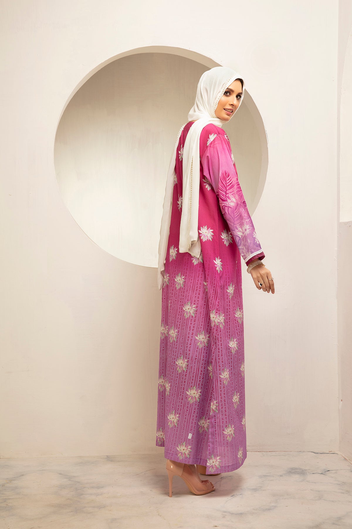 DS21-22 -Digital Cambric Stitched Fustaan-1PC