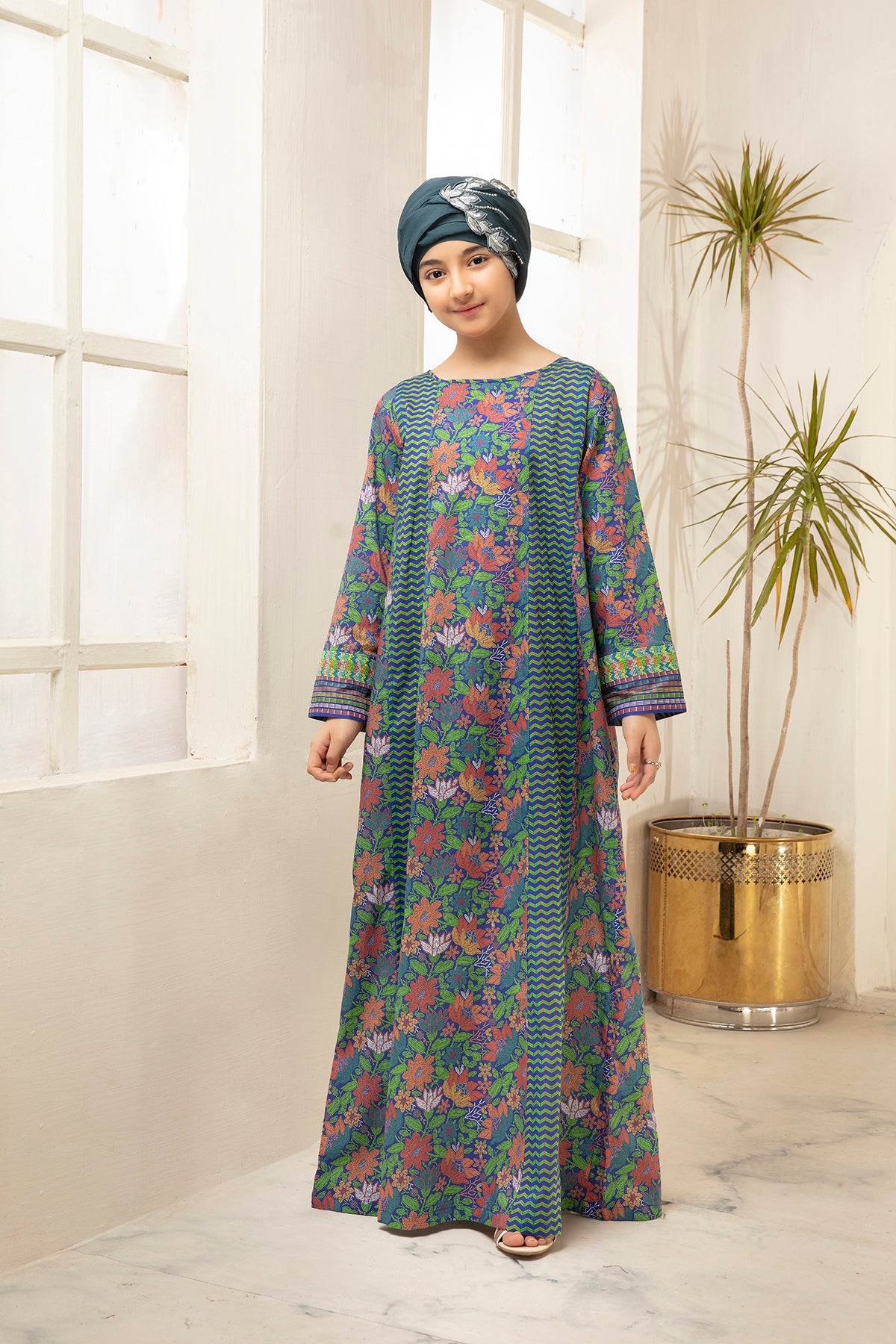 DS21-32-Digital Cambric Paneled Stitched Fustaan-1PC