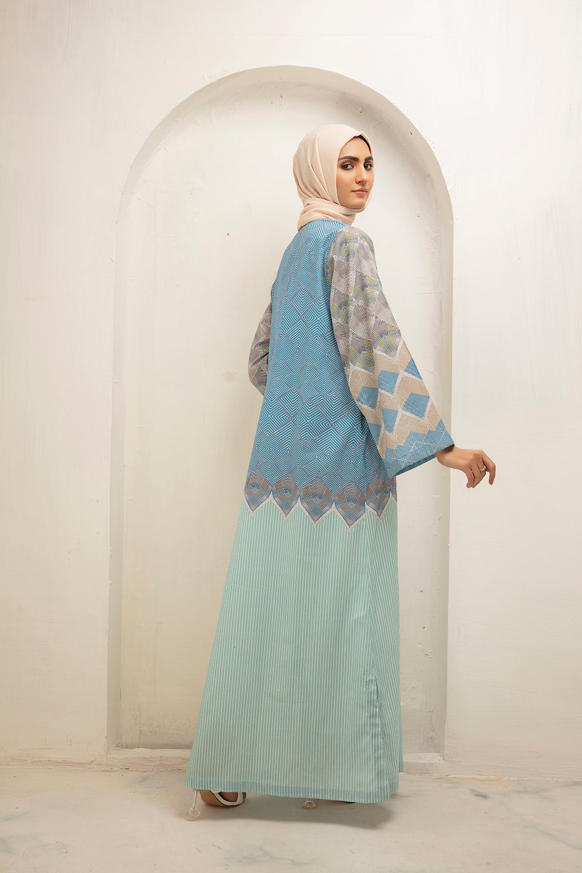 DS21-35-Digital Cambric Embroidered Stitched Fustaan-1PC