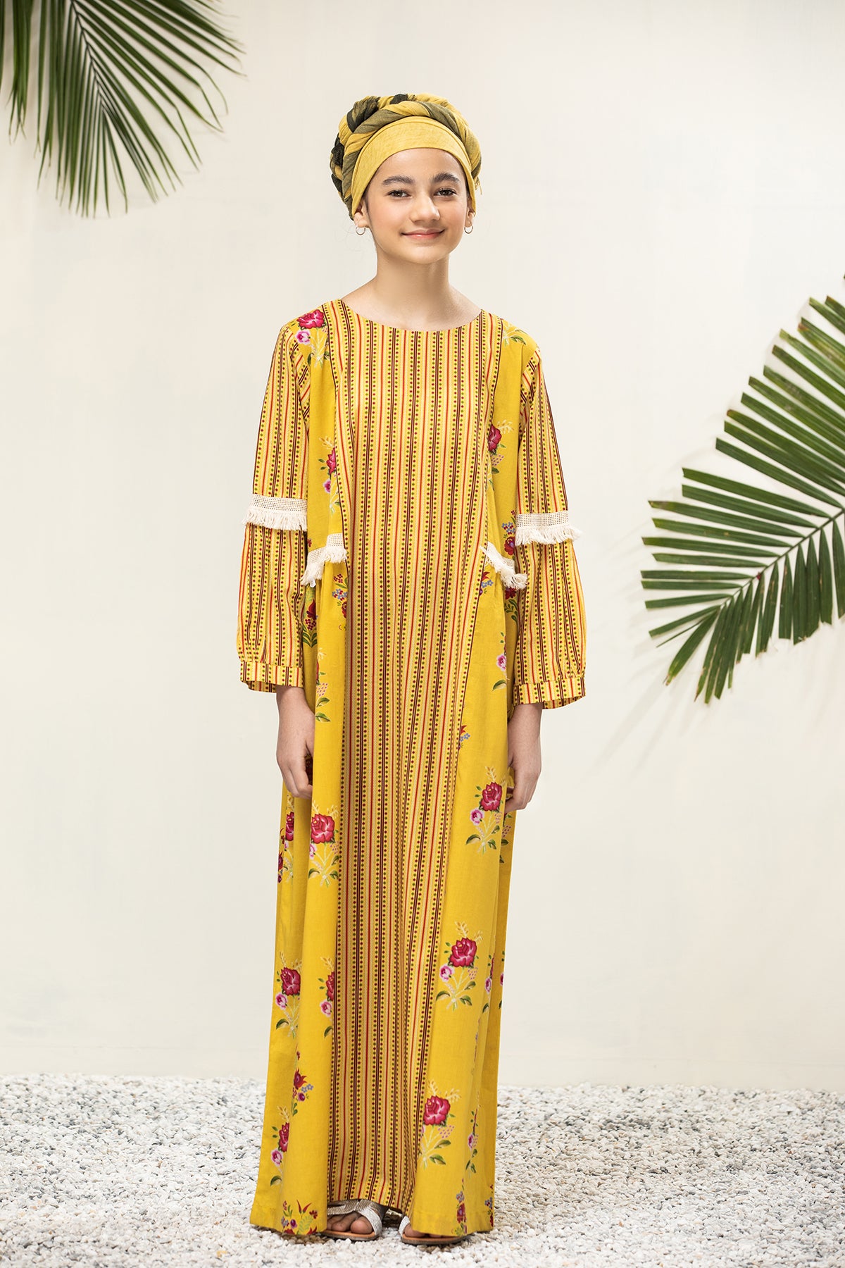 DS21-49/KIDS Printed Paneled Lawn Fustaan