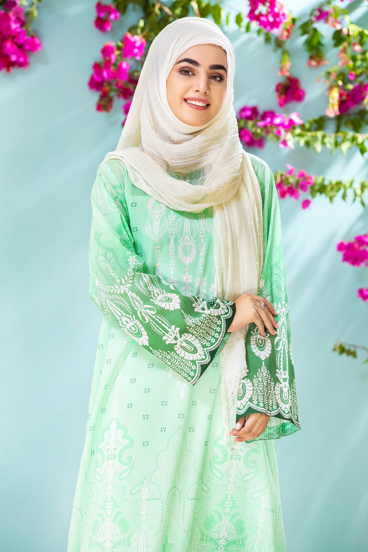 DS21-51 Stylized Printed Lawn Fustaan