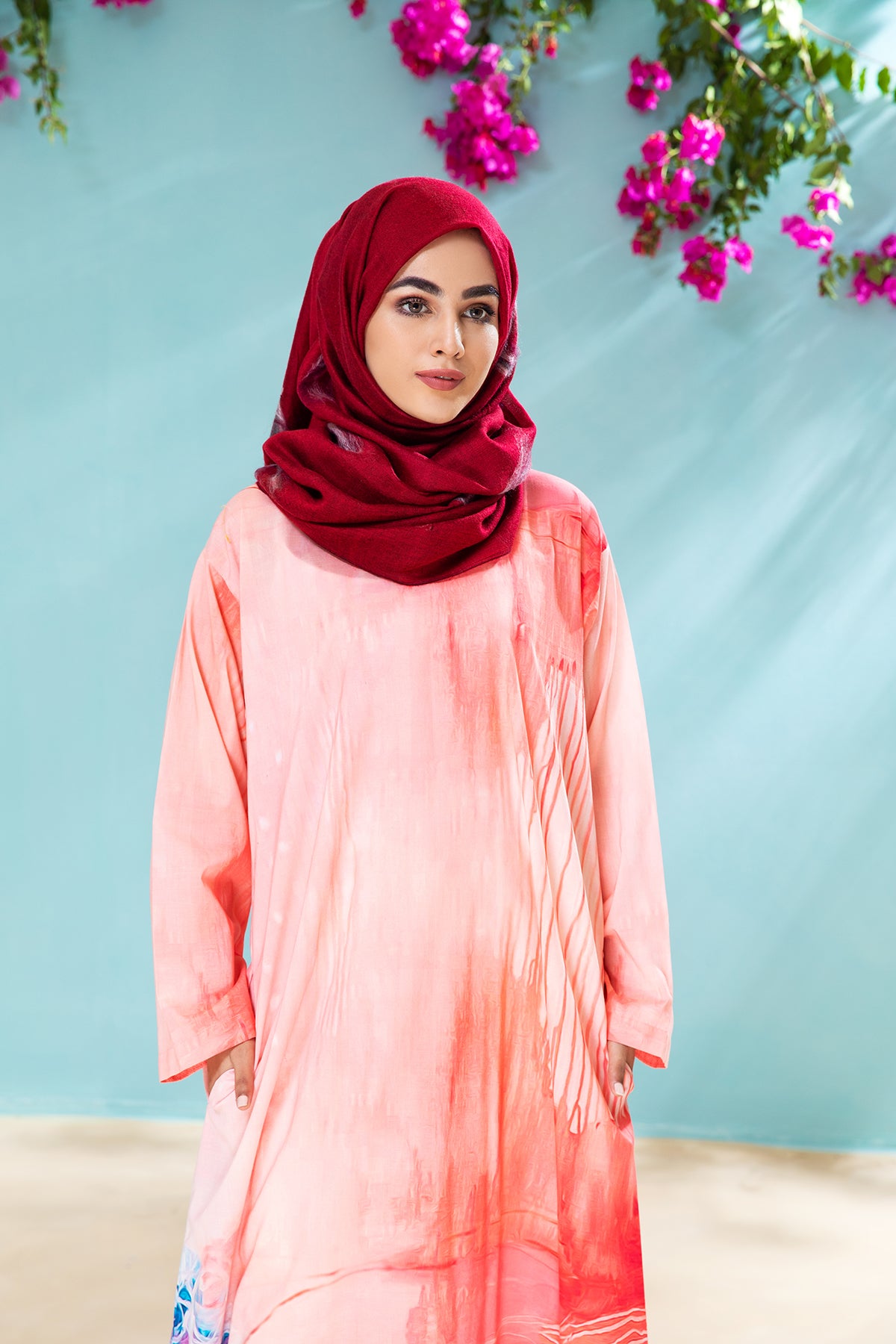 DS21-63 Printed Embroidered Lawn Fustaan