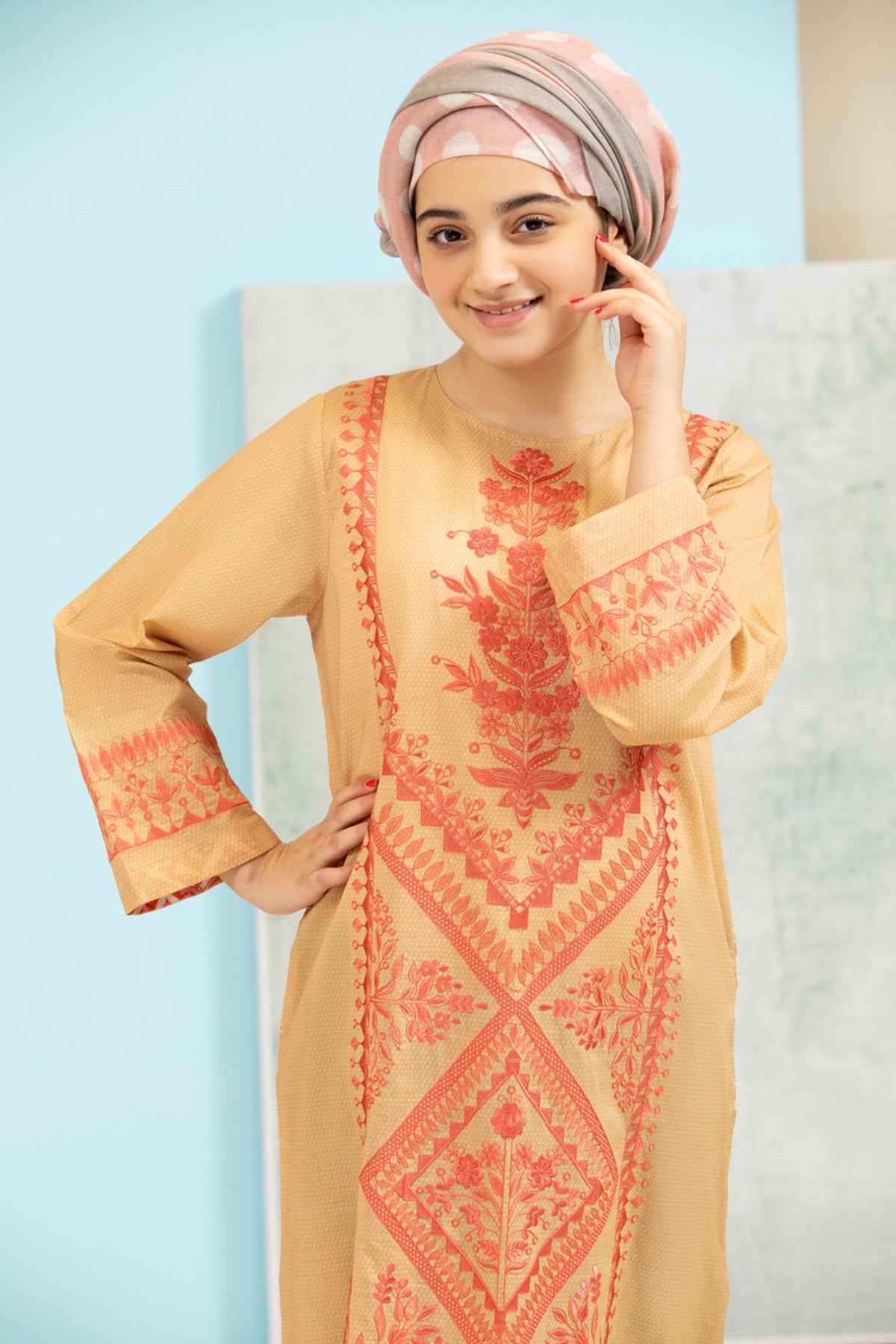 DS21-99 Embroidered Printed Lawn Kids Fustaan