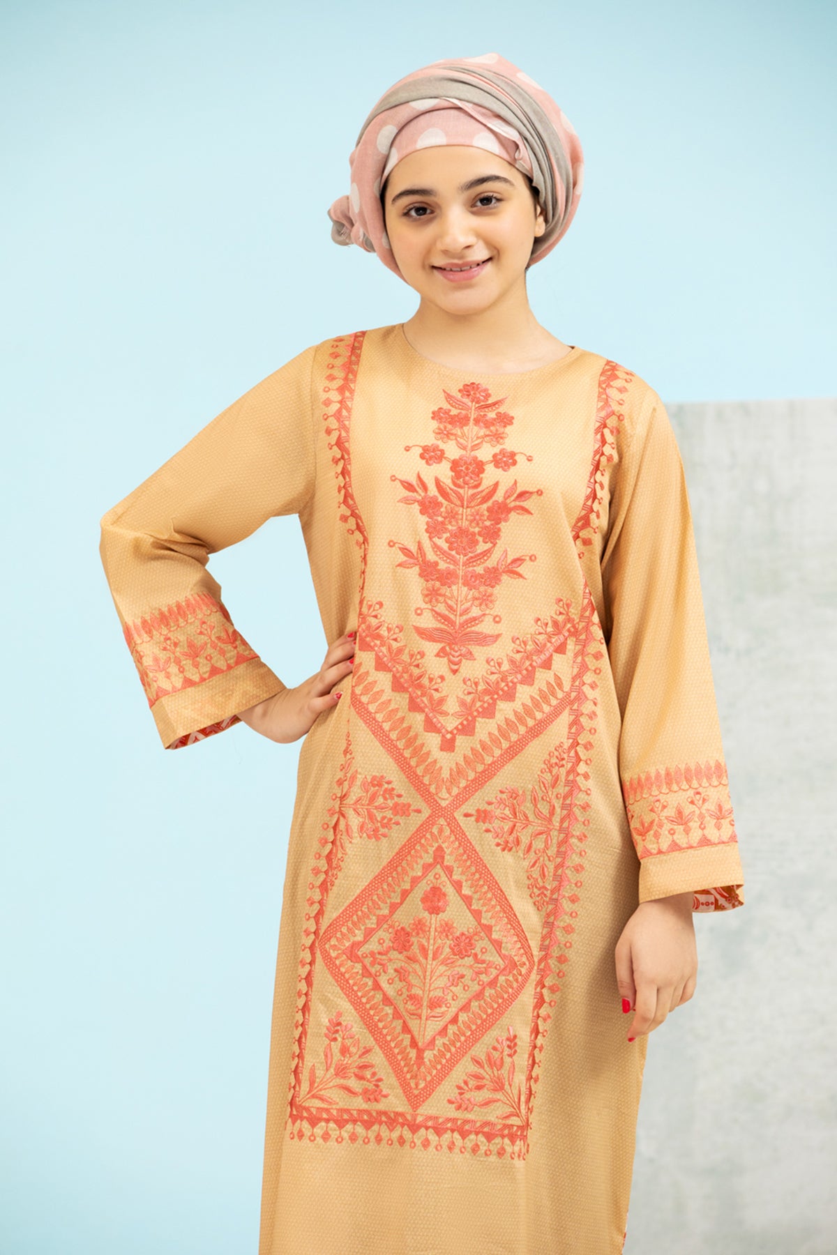 DS21-99 Embroidered Printed Lawn Kids Fustaan