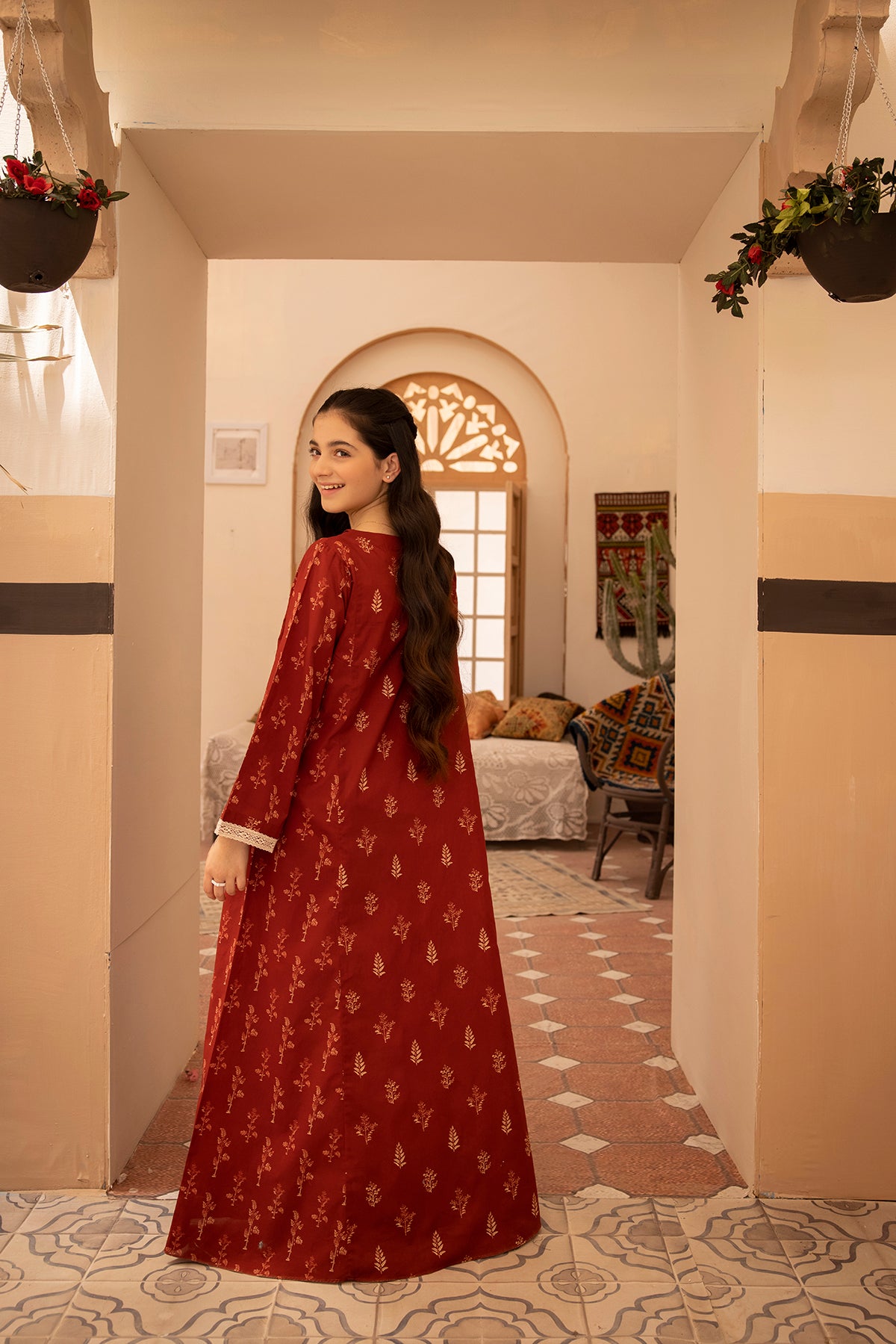 DS22-118-Collar Neck Printed Fustaan 1PC