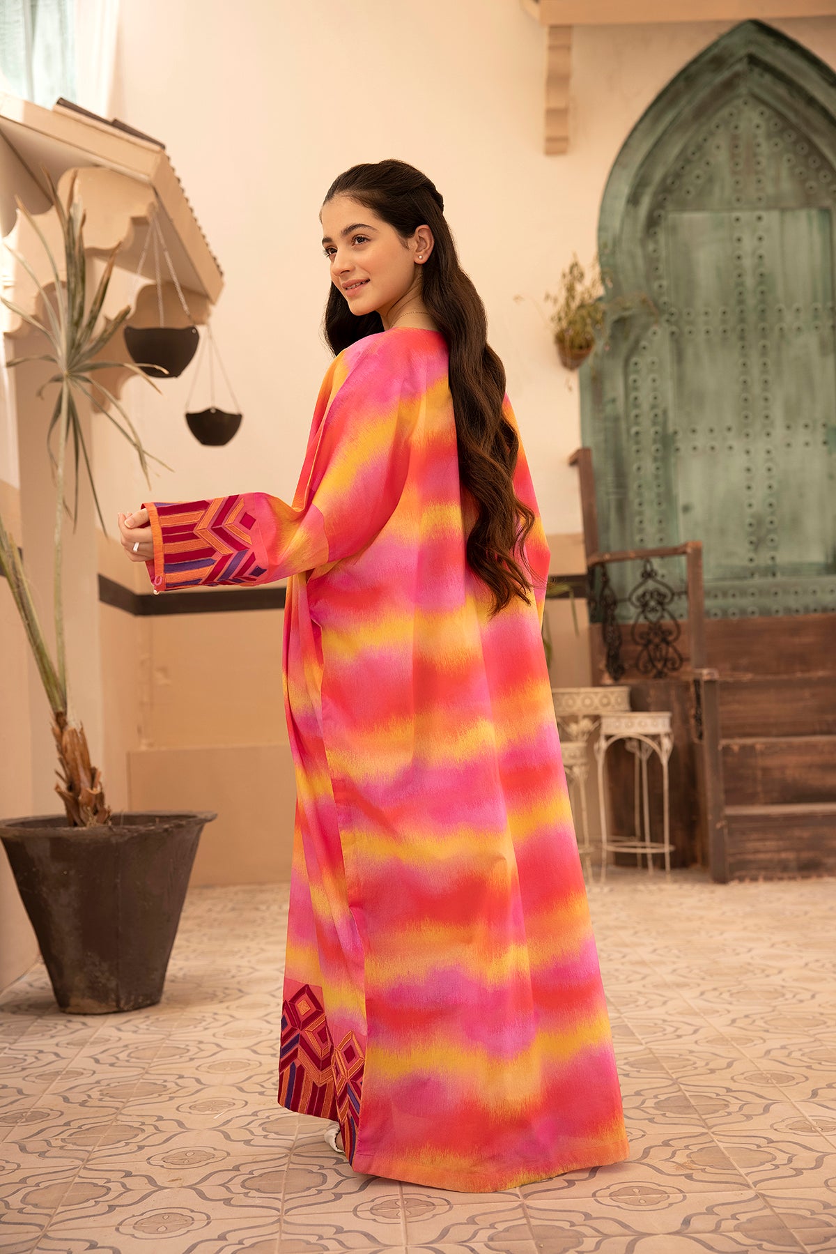 DS22-128-Printed Embroidered Fustaan 1PC