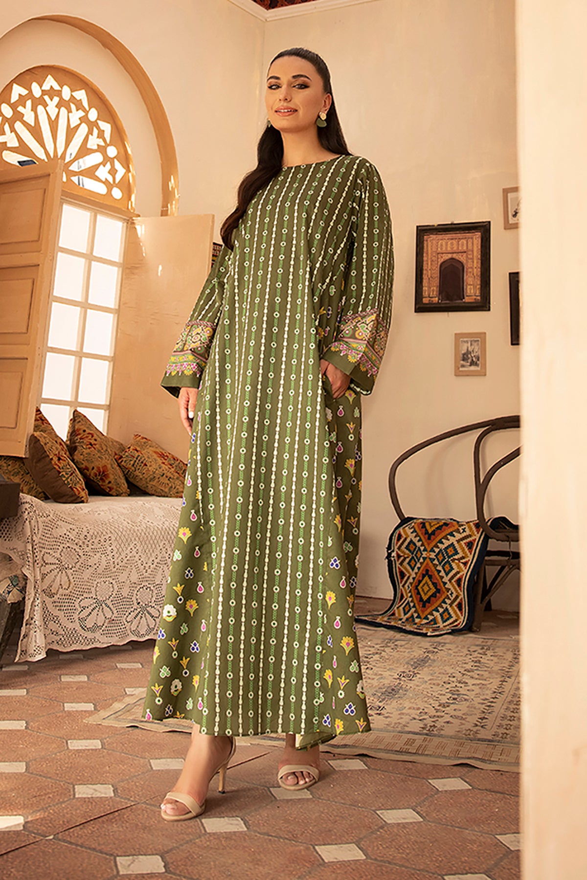 DS22-134-Printed Paneled Fustaan 1PC