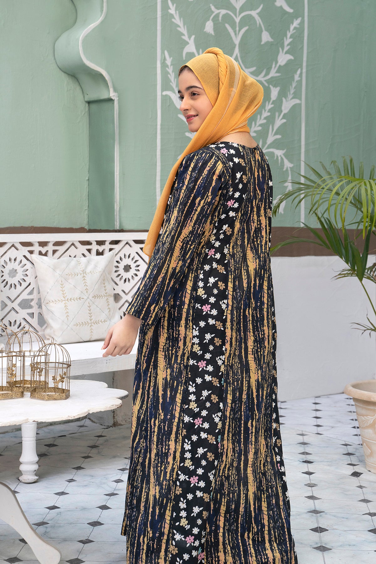 DS22-13-Printed Mix & Match Fustaan 1PC