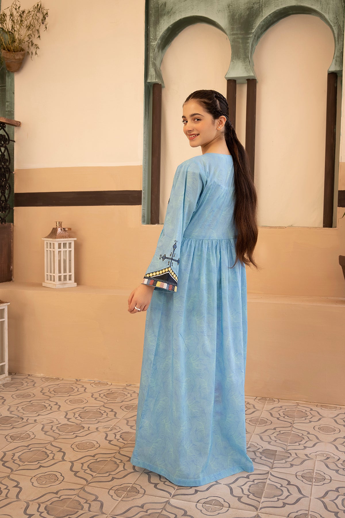 DS22-141-Printed Embroidered Flared Fustaan 1PC