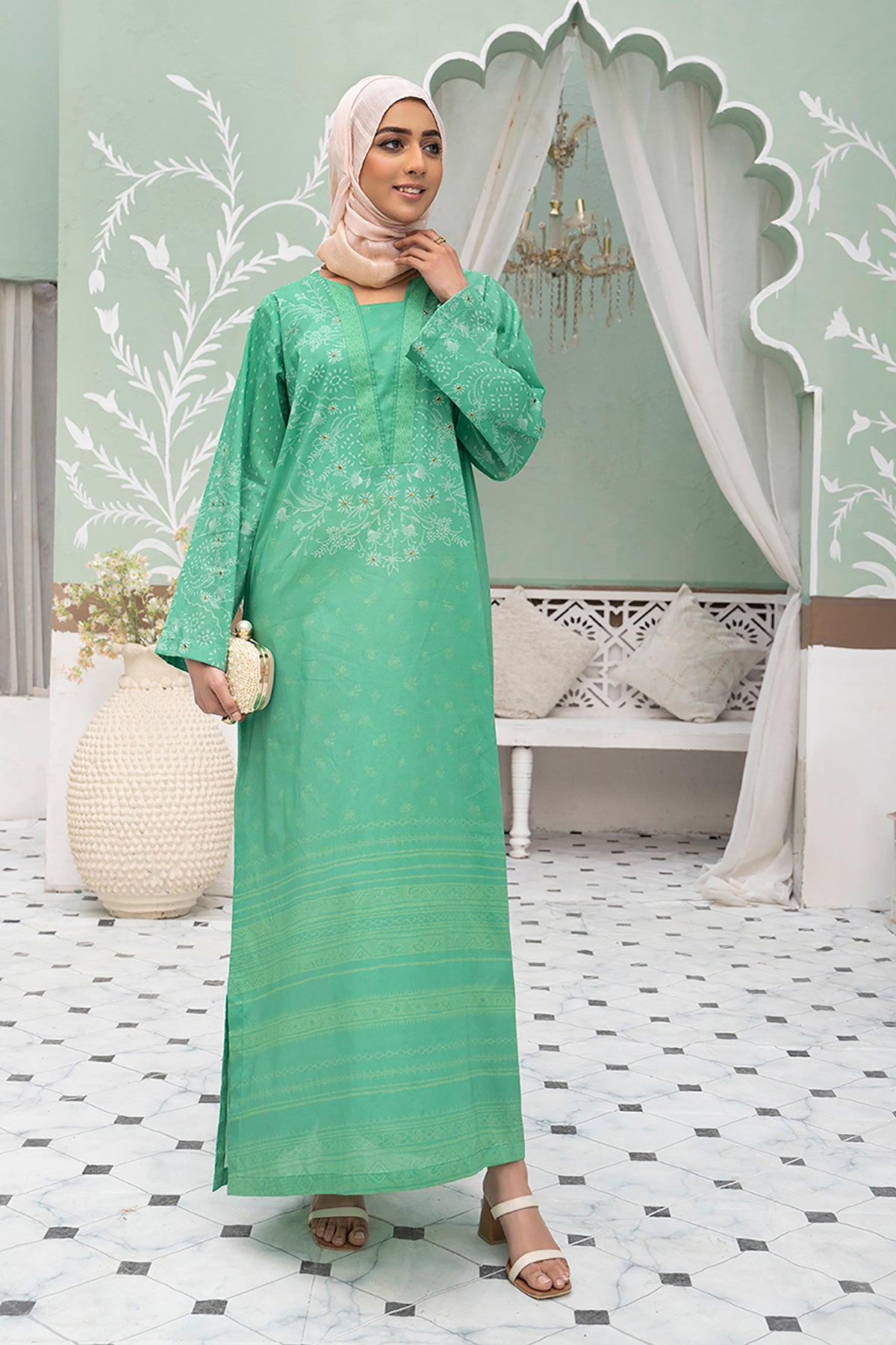 DS22-19-Printed Long Fustaan 1PC