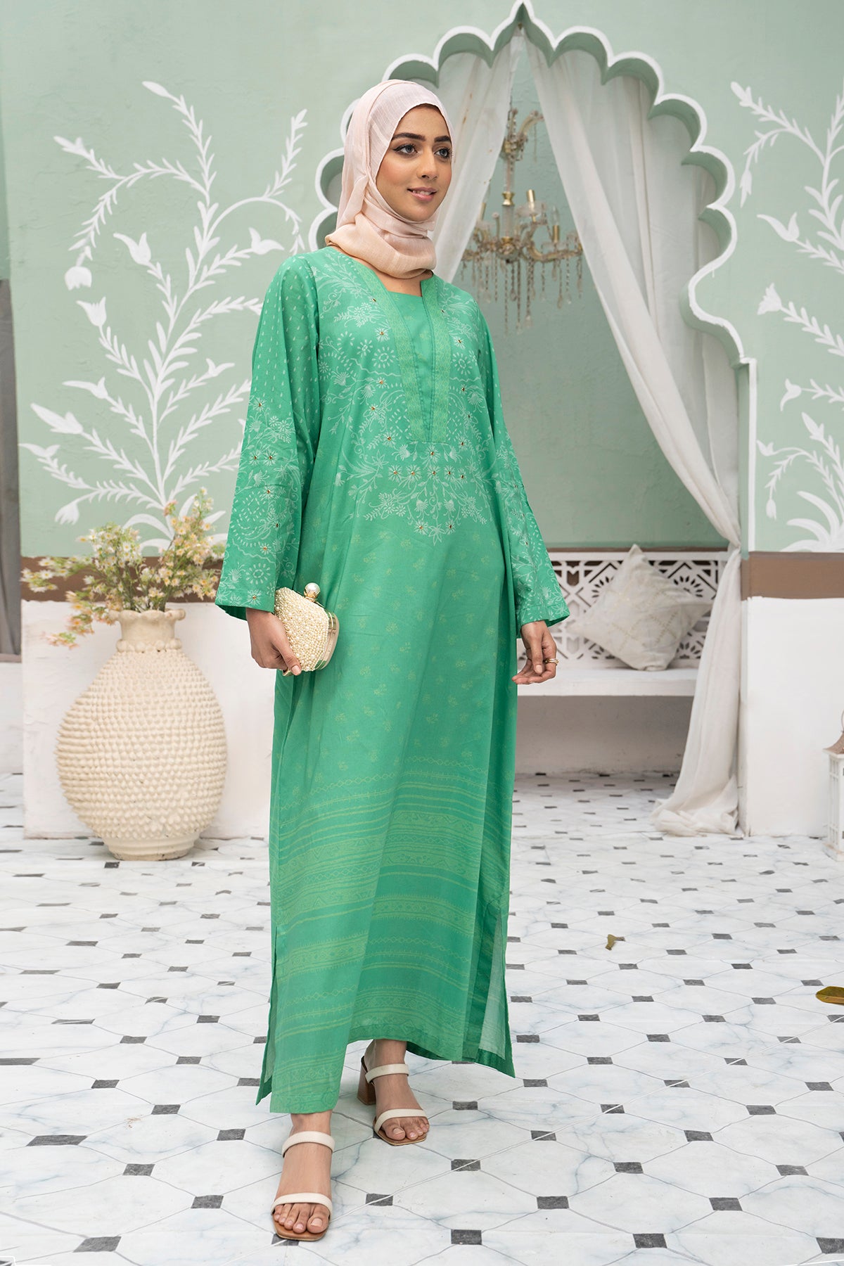 DS22-19-Printed Long Fustaan 1PC