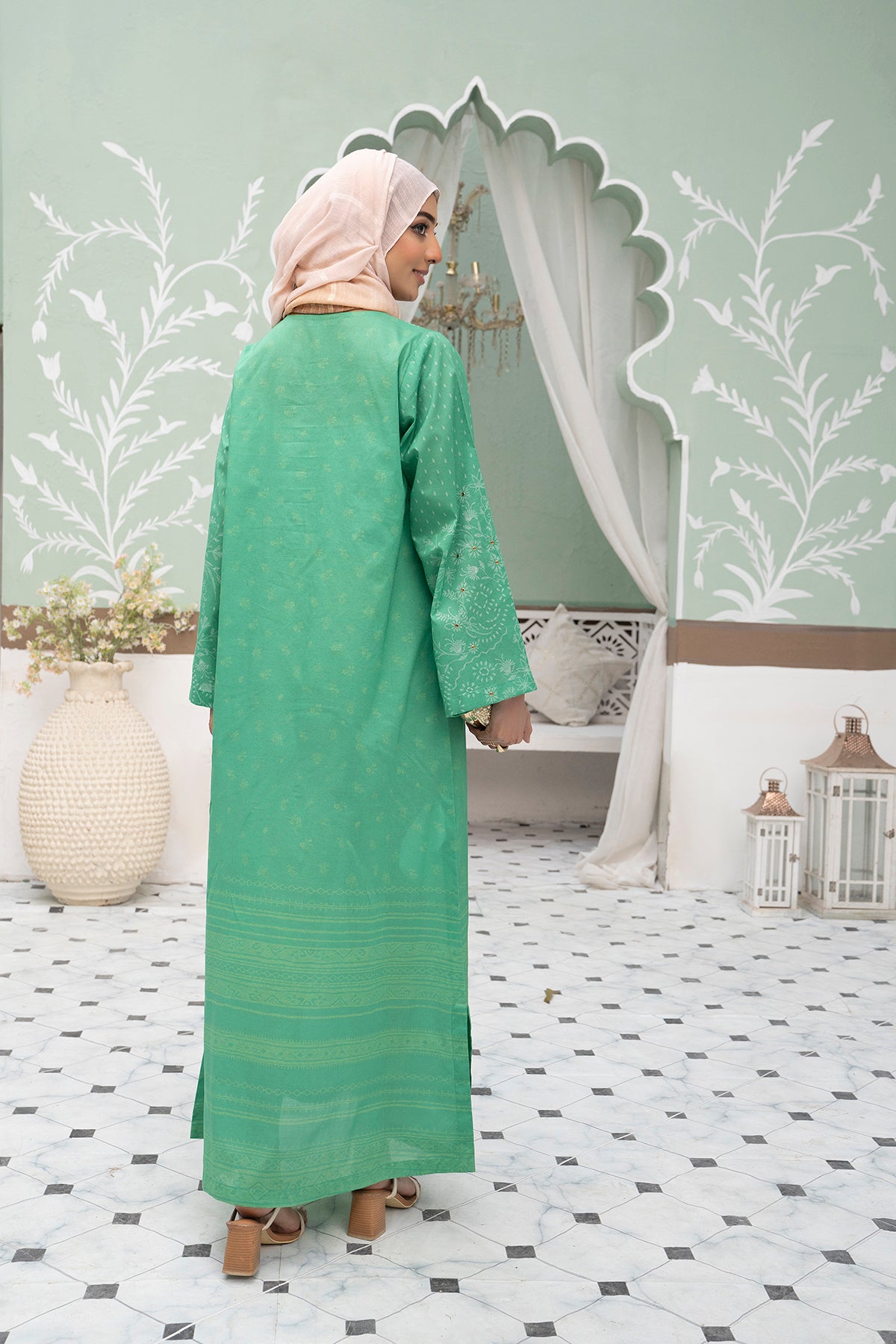 DS22-19-Printed Long Fustaan 1PC