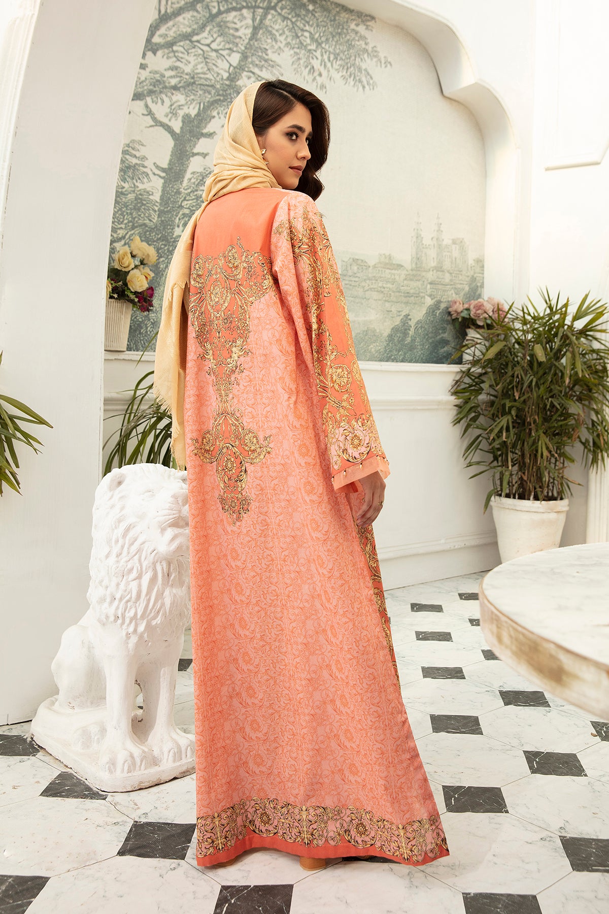 DS22-38-Printed Long Fustaan 1PC
