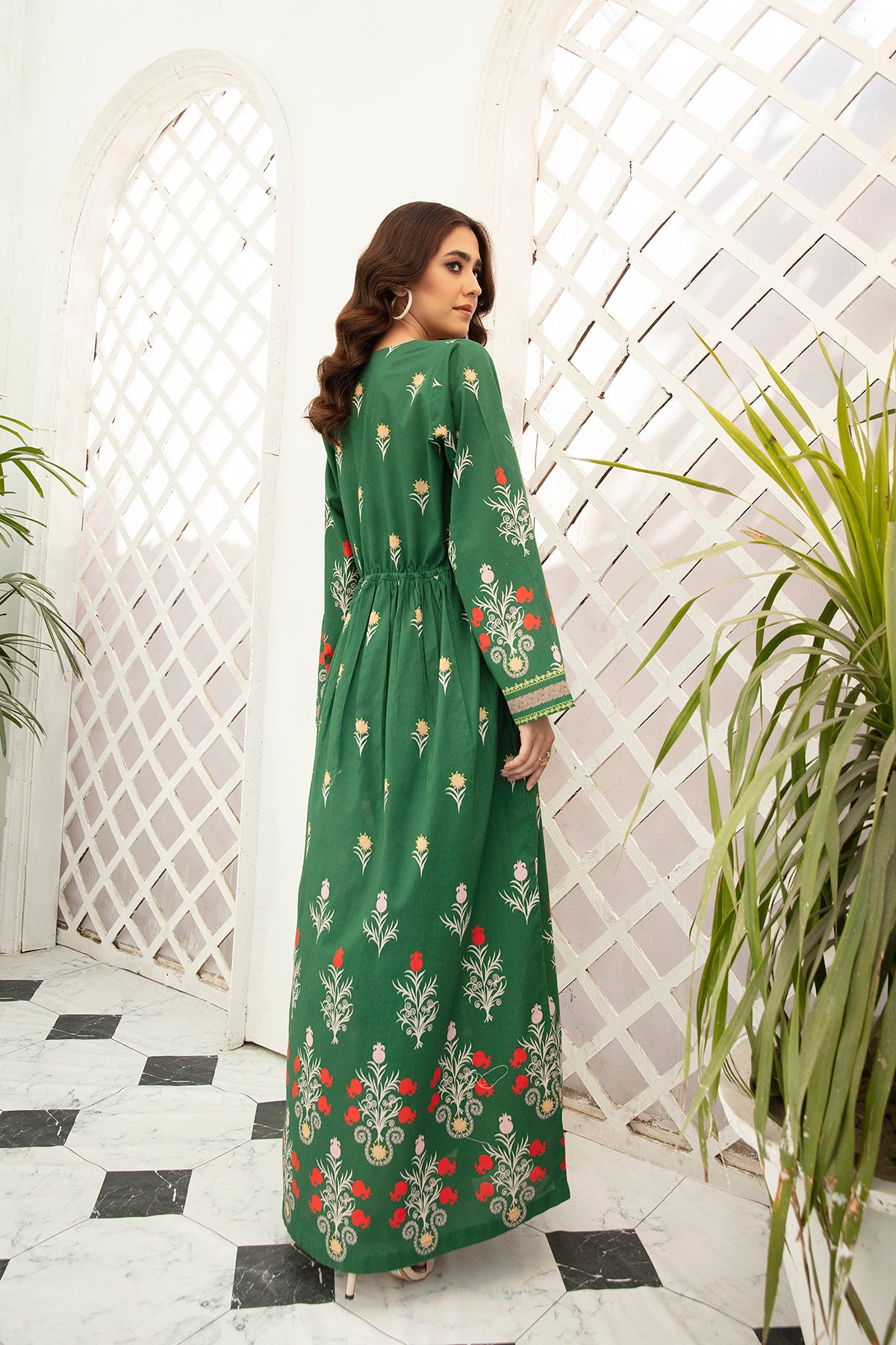 DS22-46-Printed Flared Fustaan 1PC