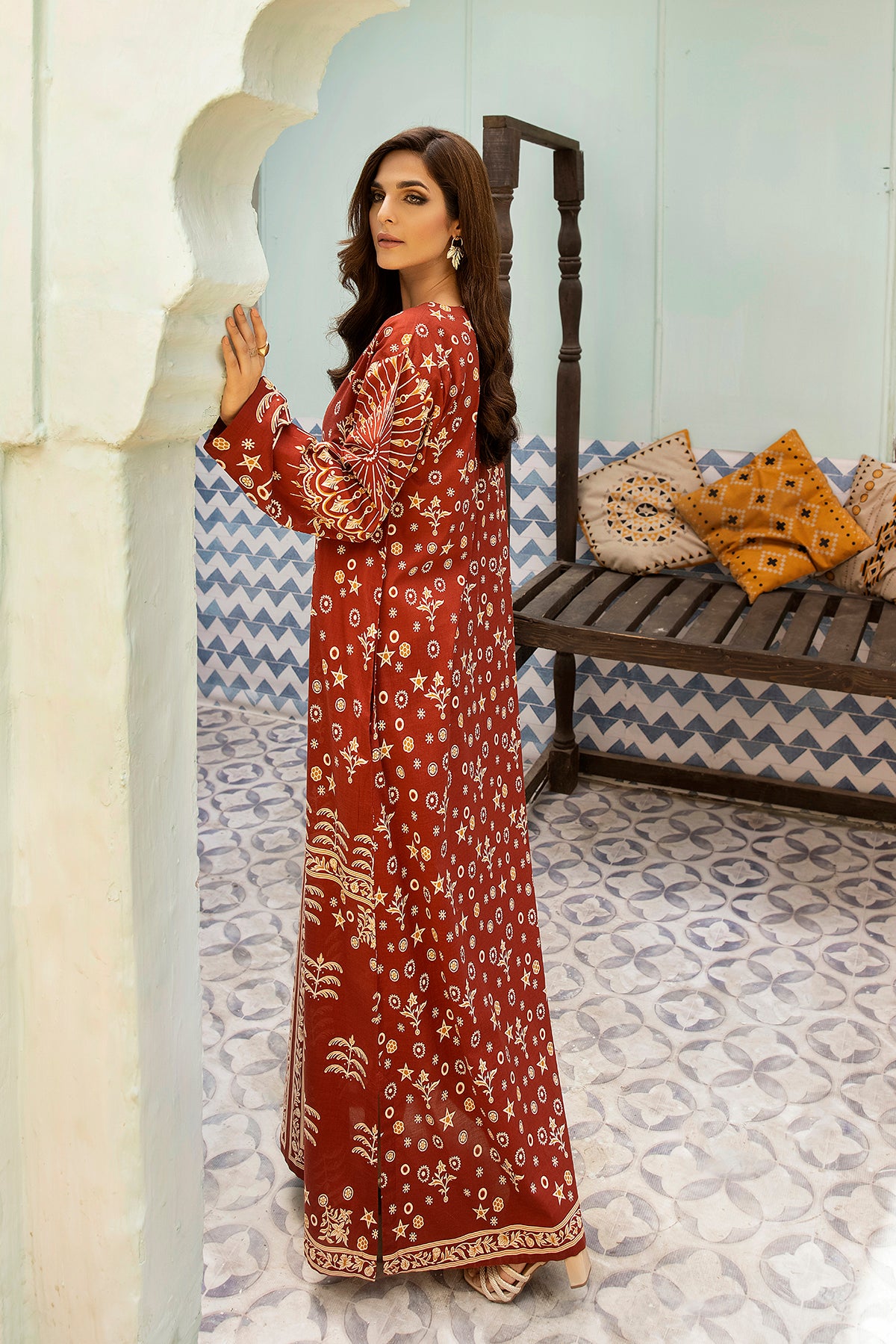 DS22-87-Loose Cut Printed Fustaan 1PC
