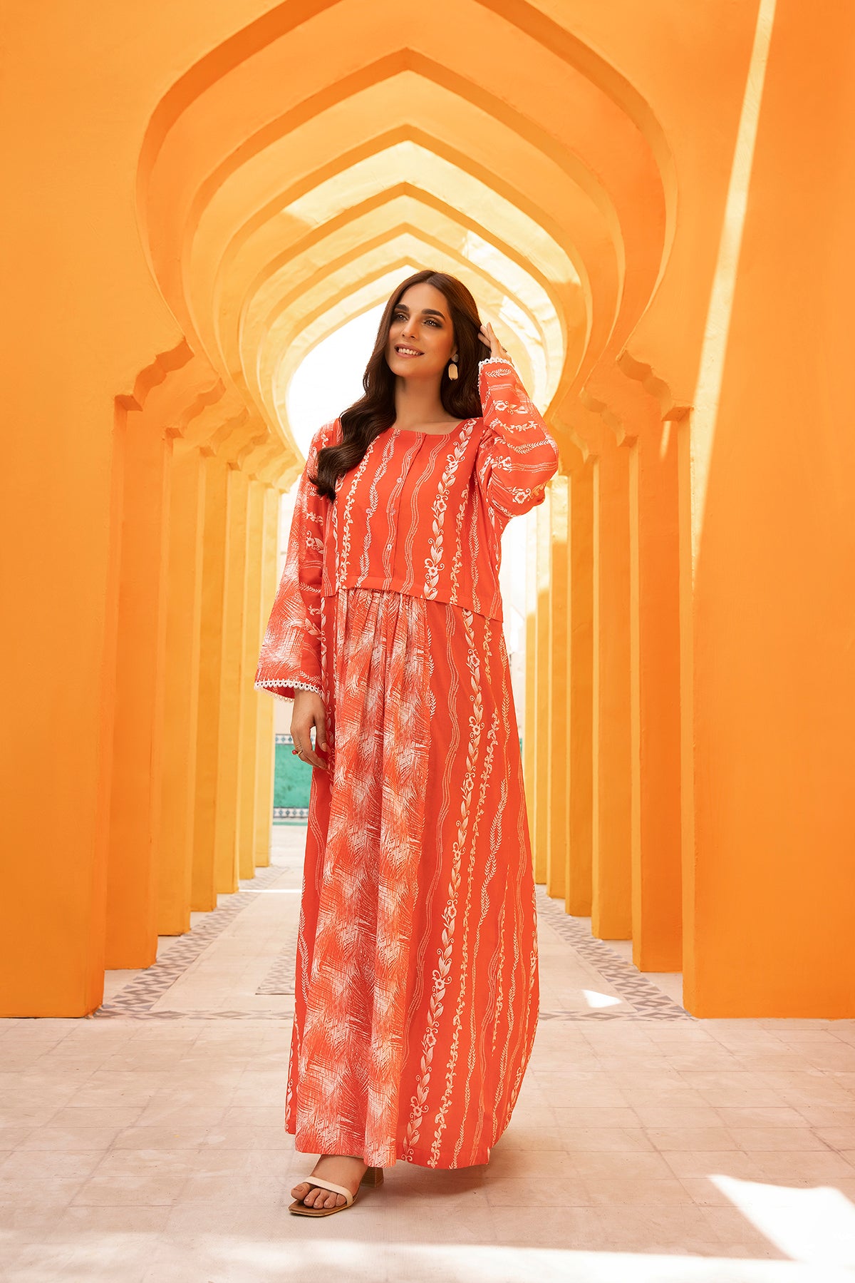 DS22-94-Printed Fustaan With Gathers 1PC