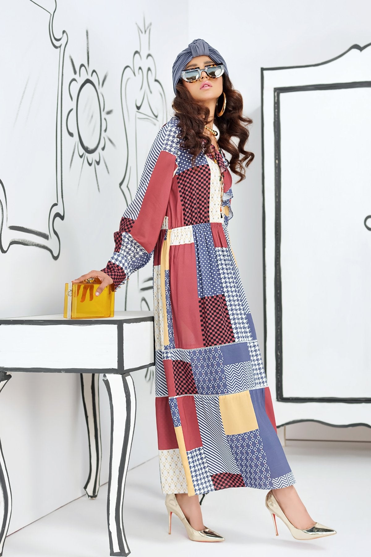 FS20-14 Digital Printed Modal Fusion Dress - 1PC