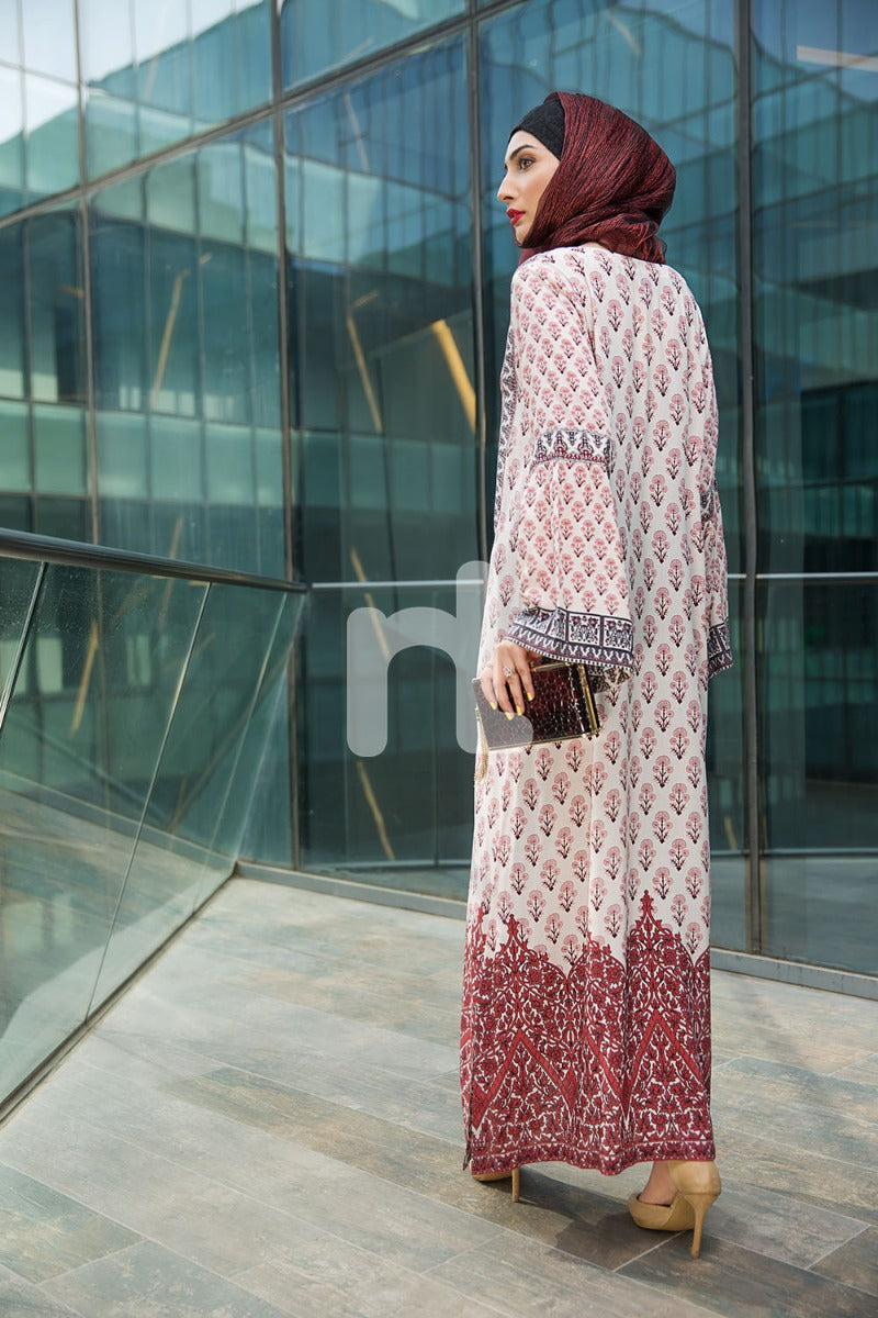 DSW18-25 Red Digital Printed Stitched Lawn Jalabiya - 1PC - Nishat Linen UAE