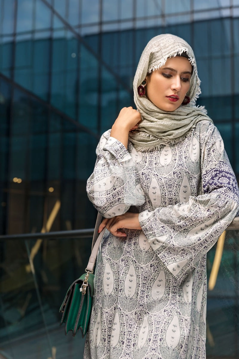 DSW19-46 Off White Digital Printed Stitched Lawn Jalabiya – 1PC - Nishat Linen UAE