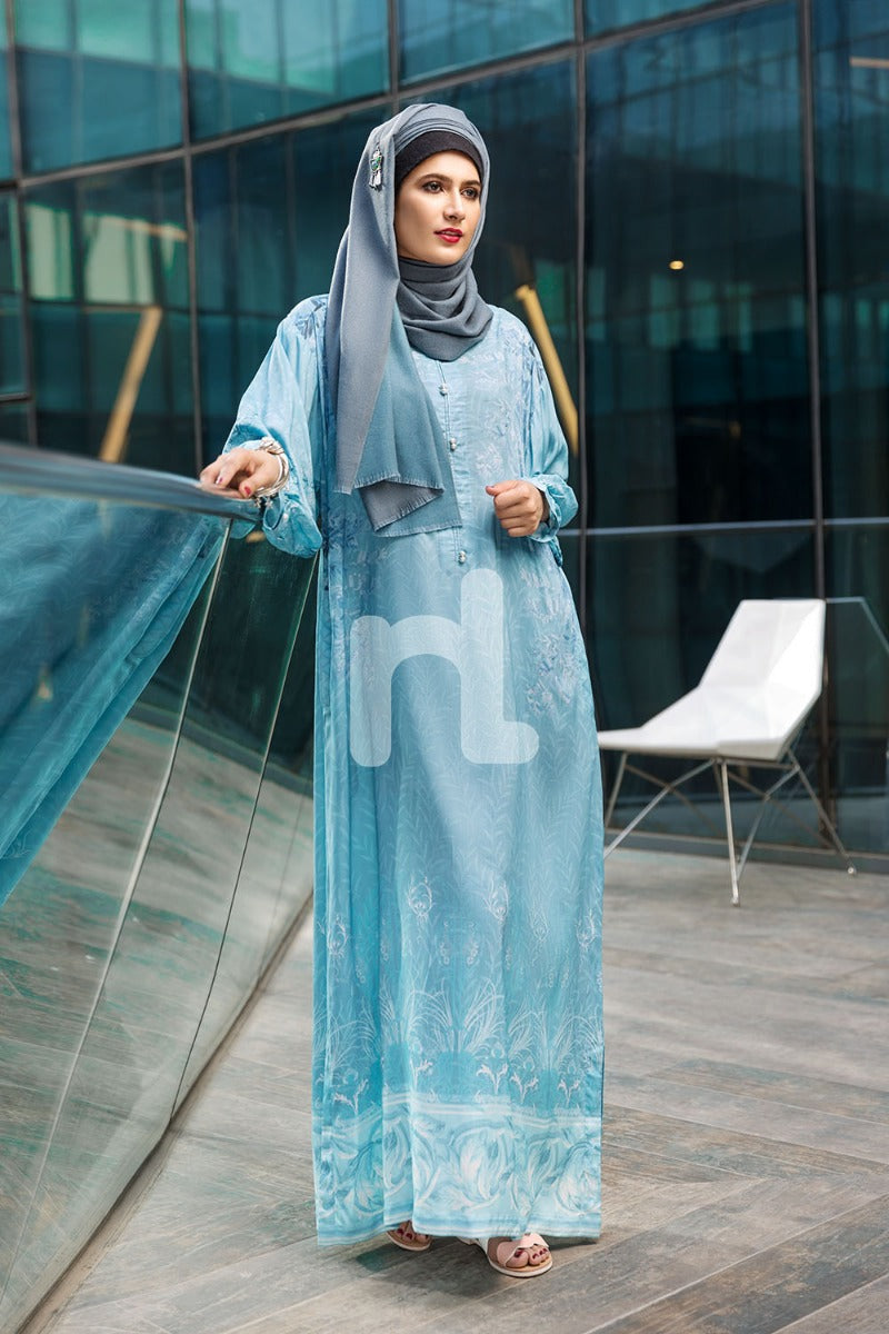 DSW19-61 Blue Digital Printed Stitched Lawn Jalabiya – 1PC - Nishat Linen UAE