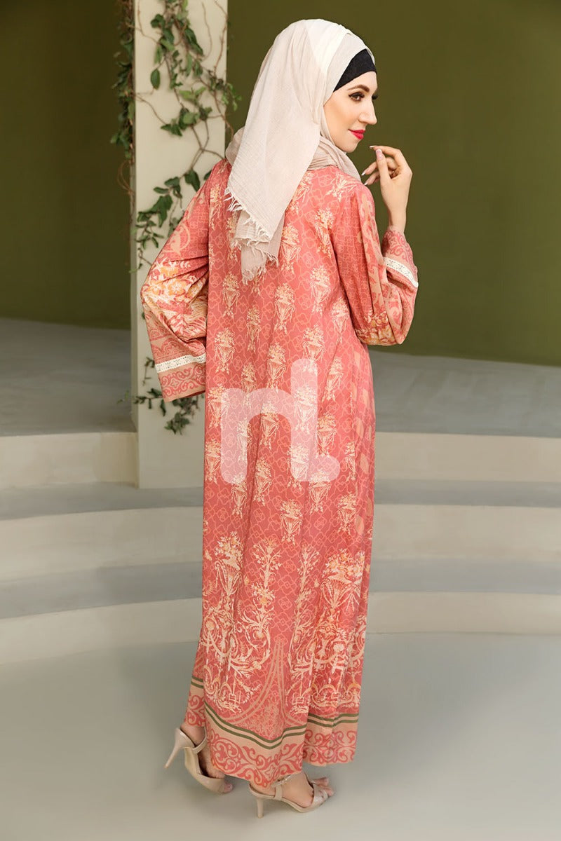 DSW19-73 Orange Digital Printed Stitched Lawn Jalabiya - 1PC - Nishat Linen UAE