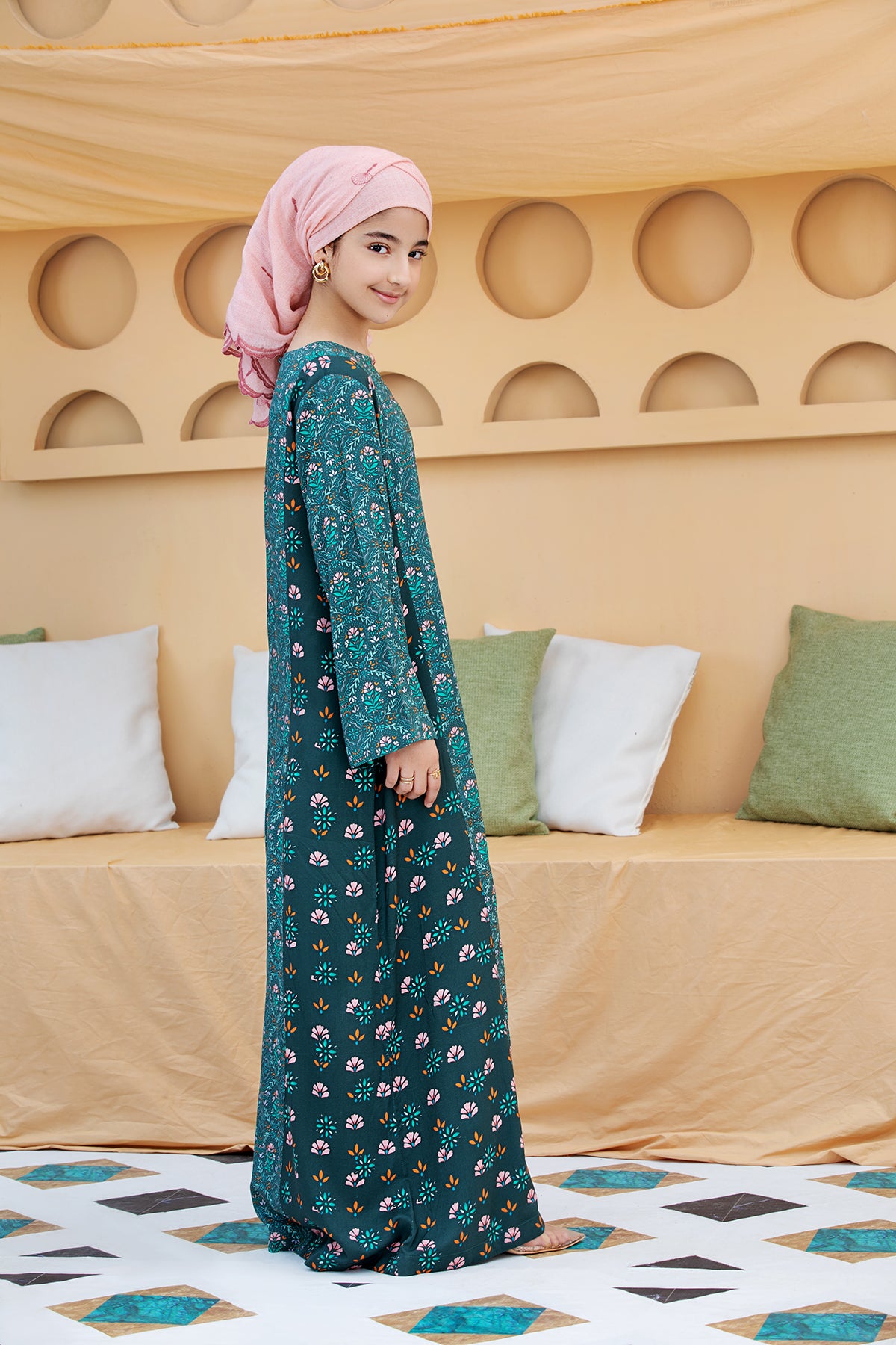 DSW20-04 Printed Stitched Fustaan for Kids 1PC