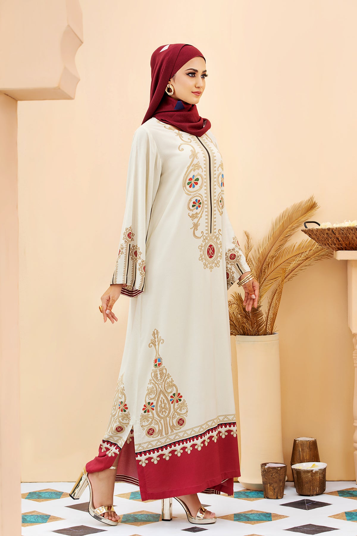 DSW20-13 Printed Stitched Fustaan 1PC