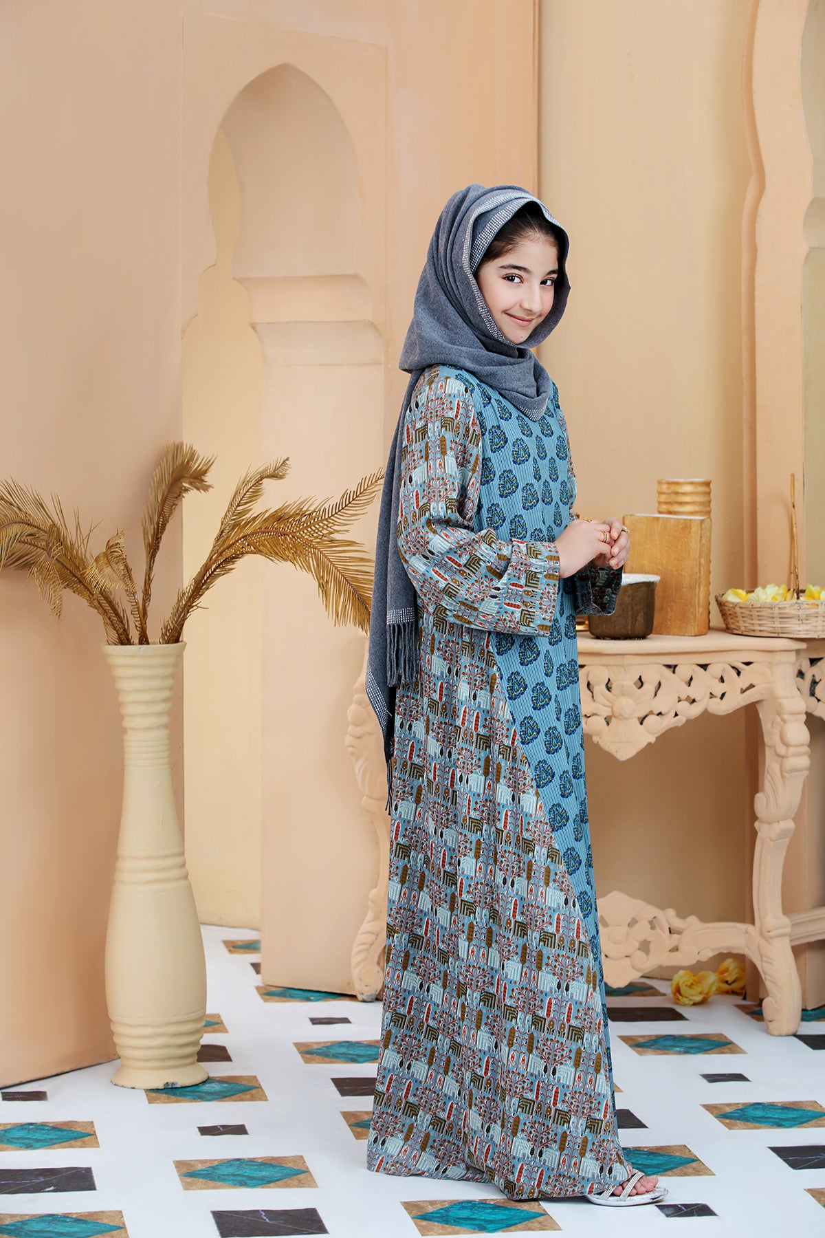 DSW20-23 Printed Stitched Fustaan for Kids 1PC