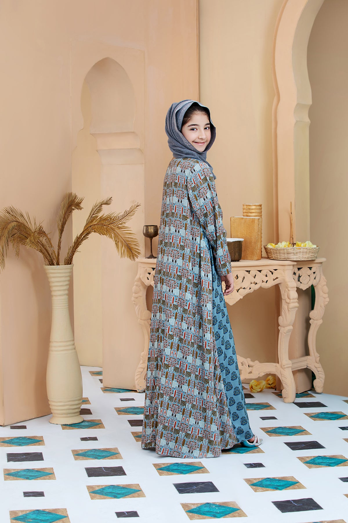 DSW20-23 Printed Stitched Fustaan for Kids 1PC