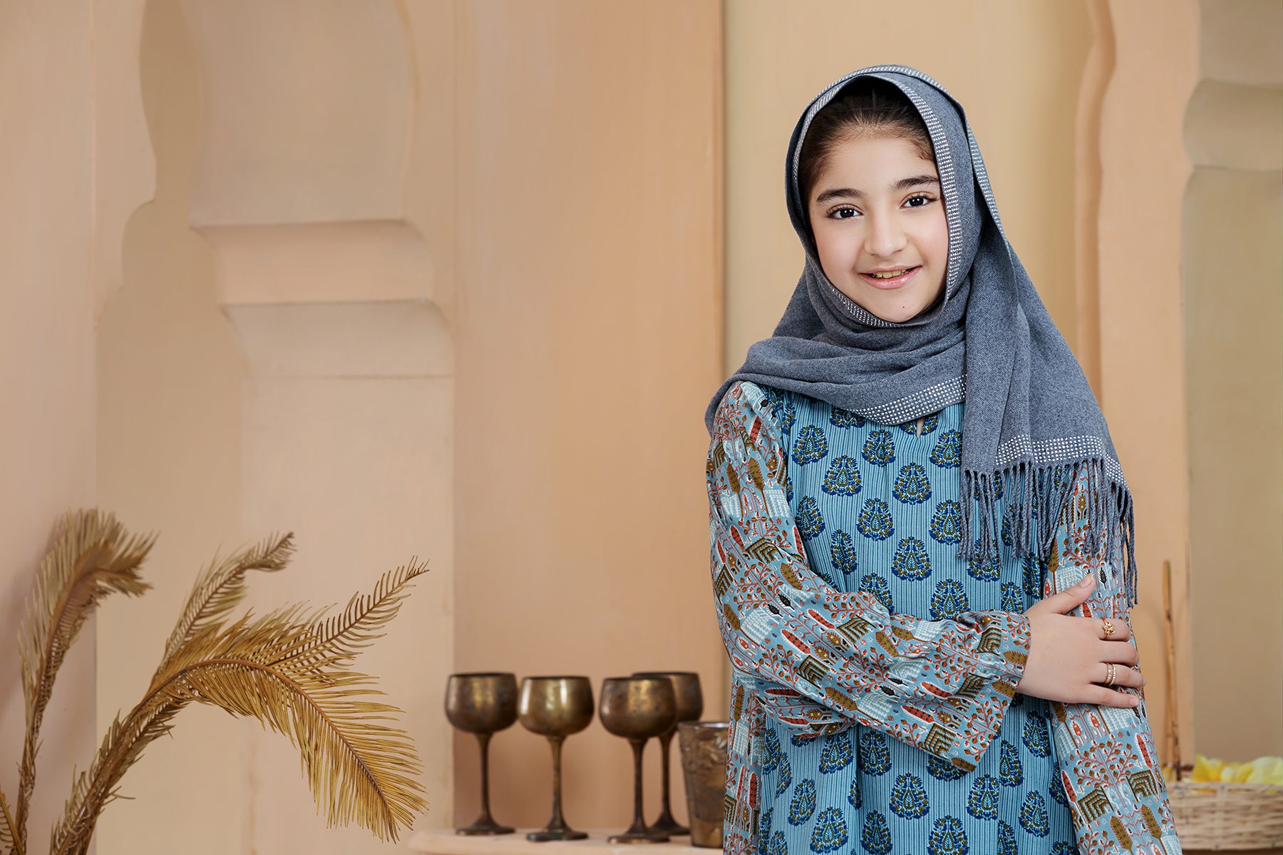 DSW20-23 Printed Stitched Fustaan for Kids 1PC