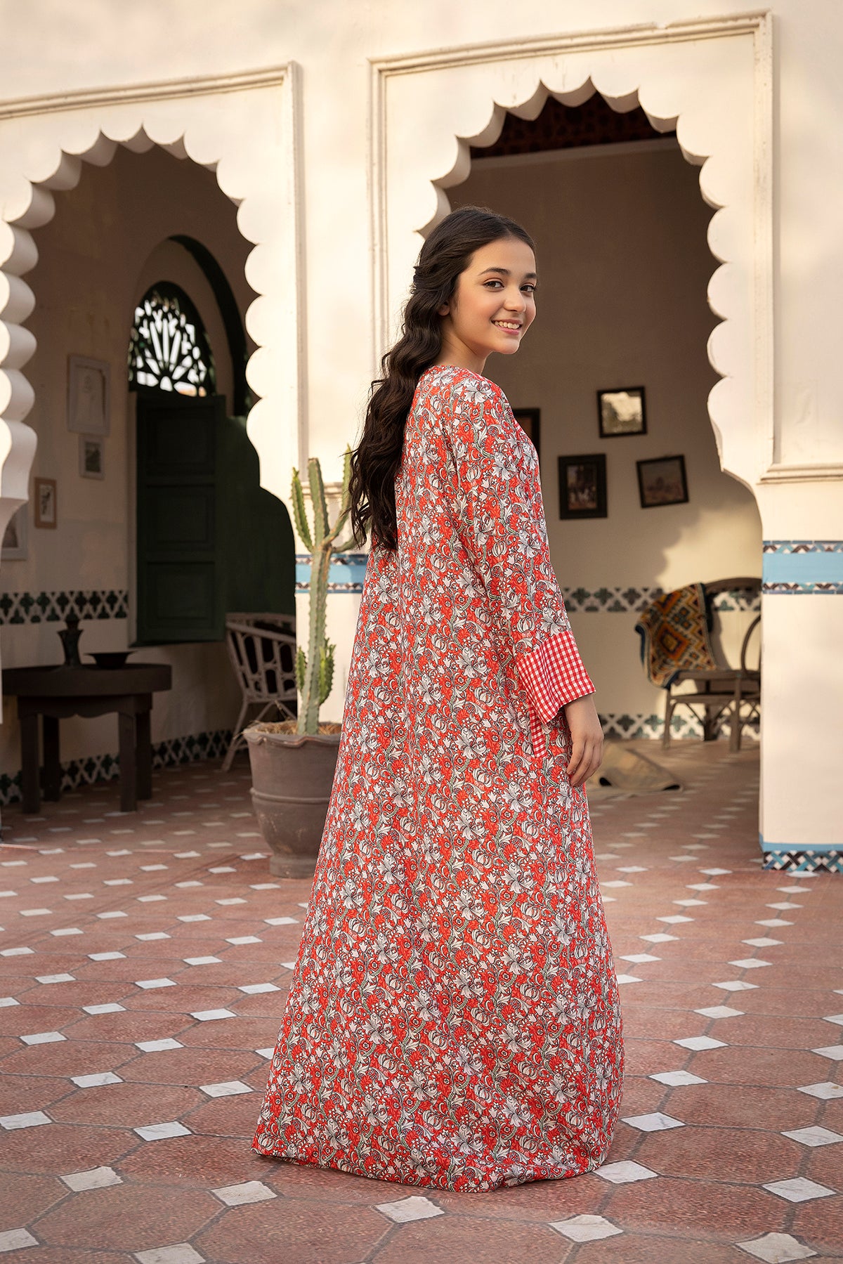 DSW21-53-Pocket Detailing Printed Fustaan 1PC