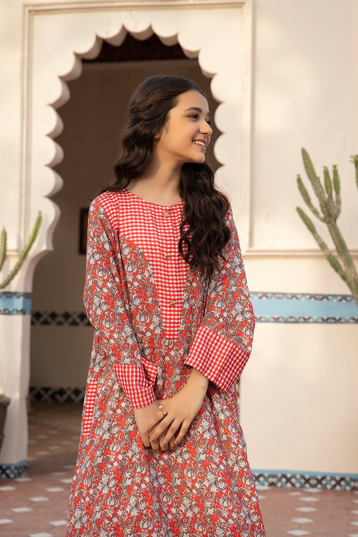 DSW21-53-Pocket Detailing Printed Fustaan 1PC