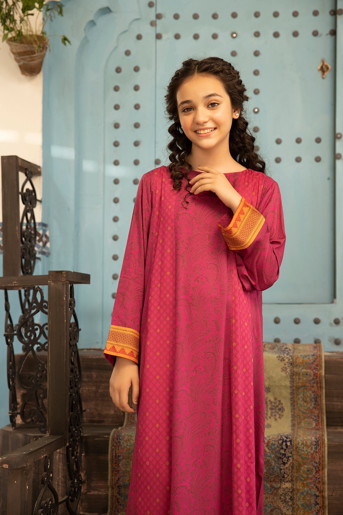 DSW21-70-Frill Detailing Printed Fustaan 1PC