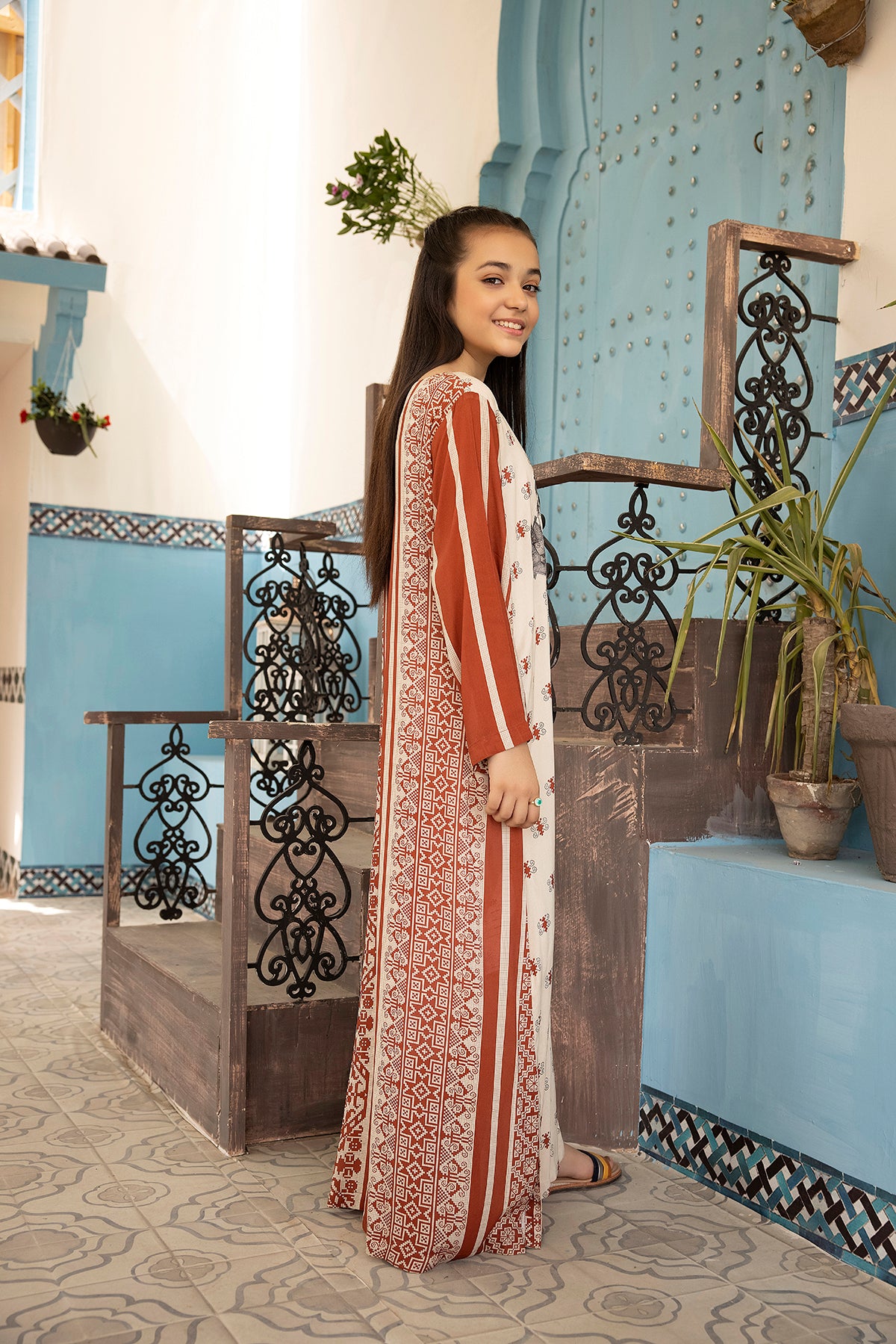 DSW21-72-Printed Embroidered Fustaan 1PC