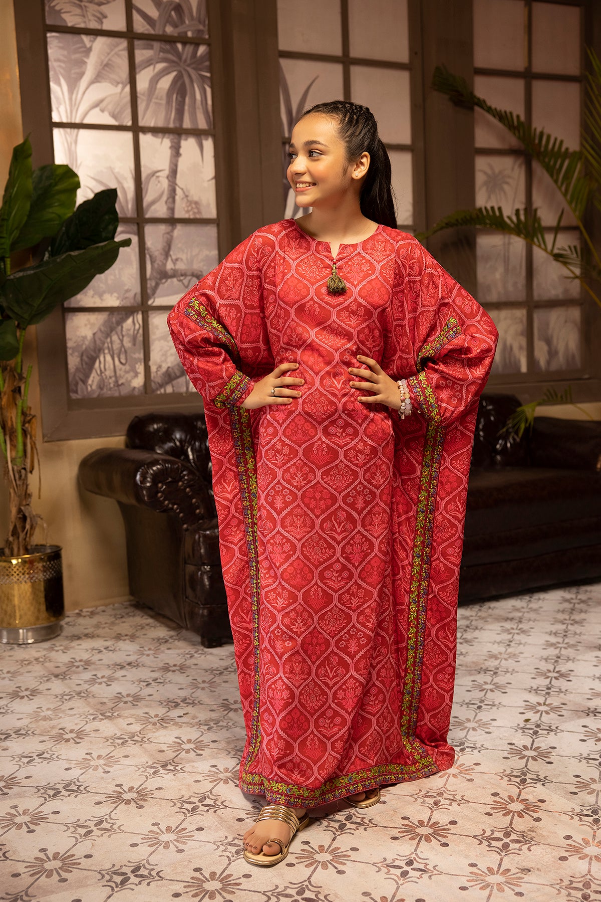 DSW22-03-Loose Cut Printed Embroidered Fustaan 1PC