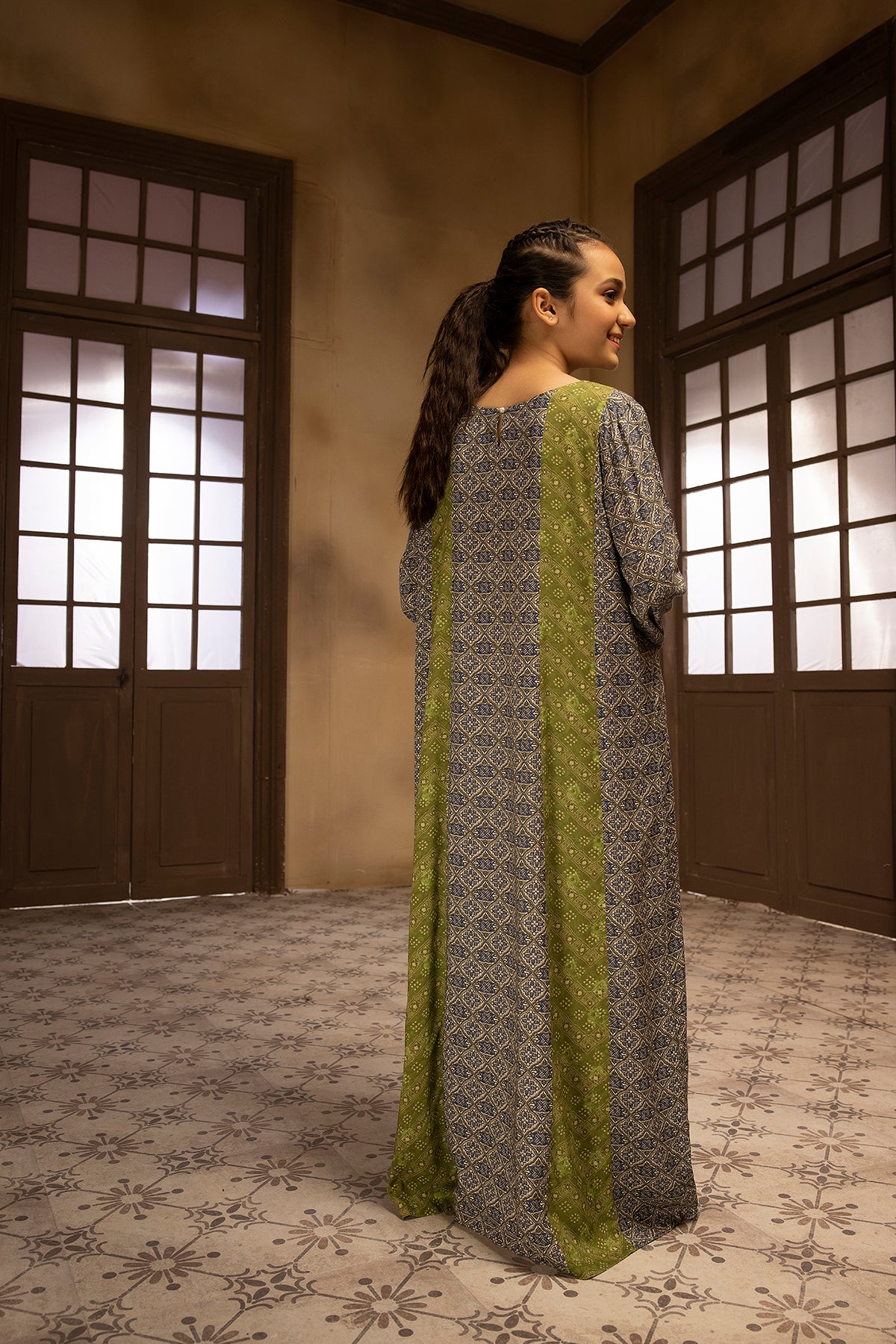 DSW22-05-Printed Paneled Fustaan 1PC