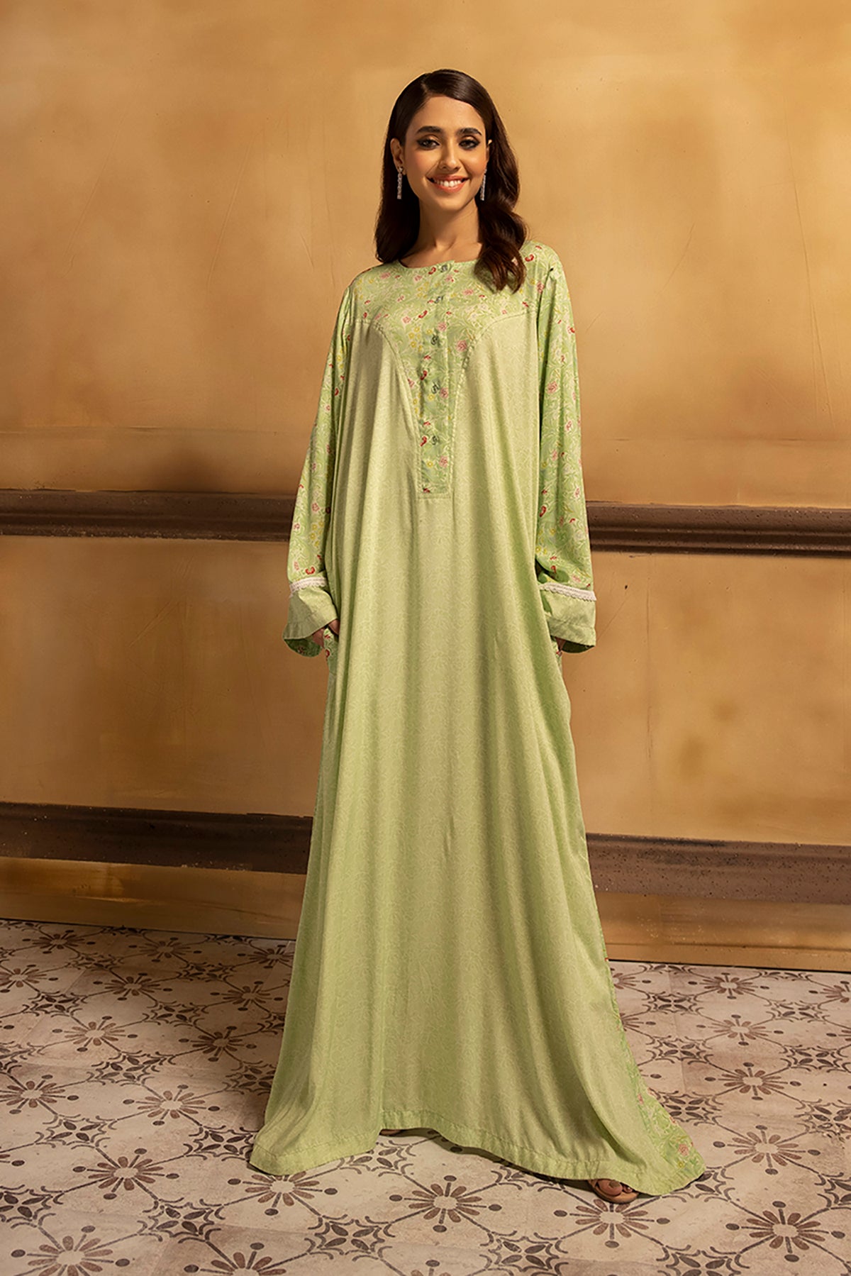 DSW22-25-Yoke Detailing Printed Fustaan 1PC