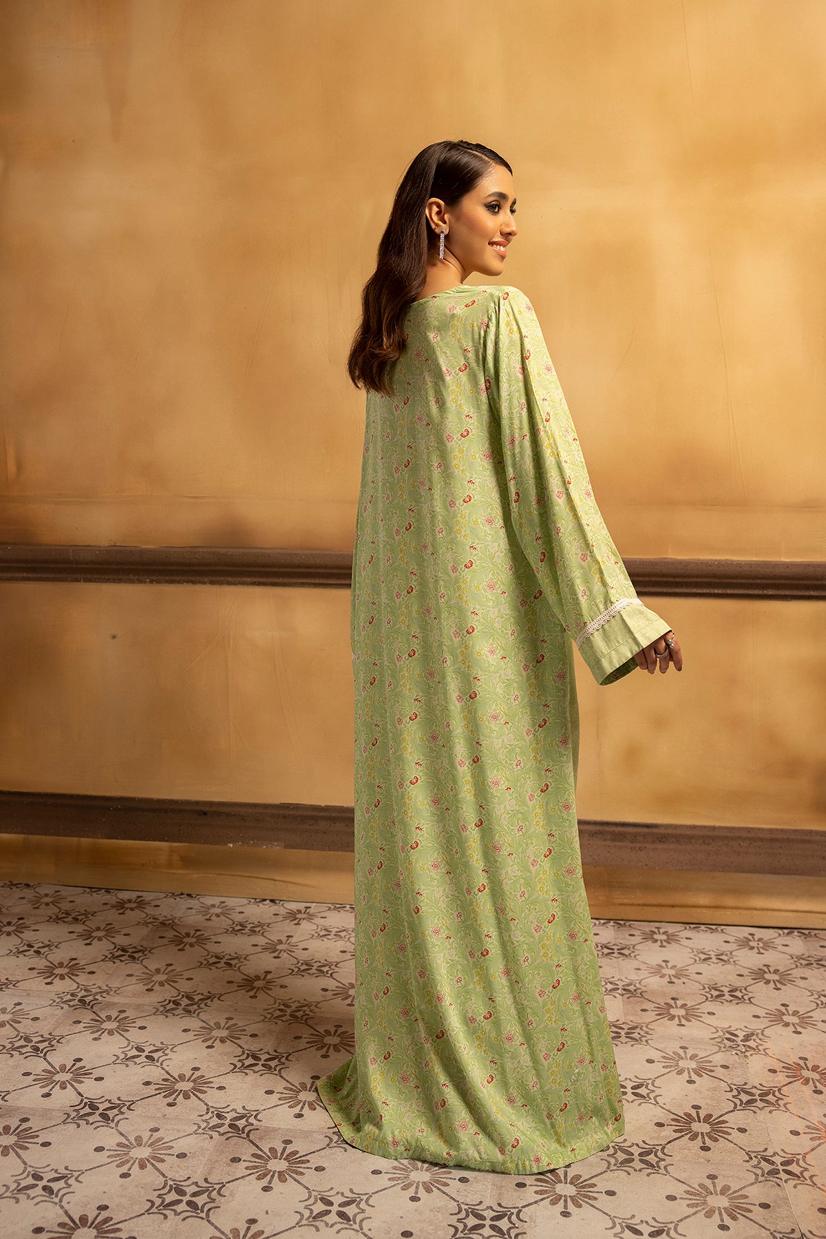 DSW22-25-Yoke Detailing Printed Fustaan 1PC