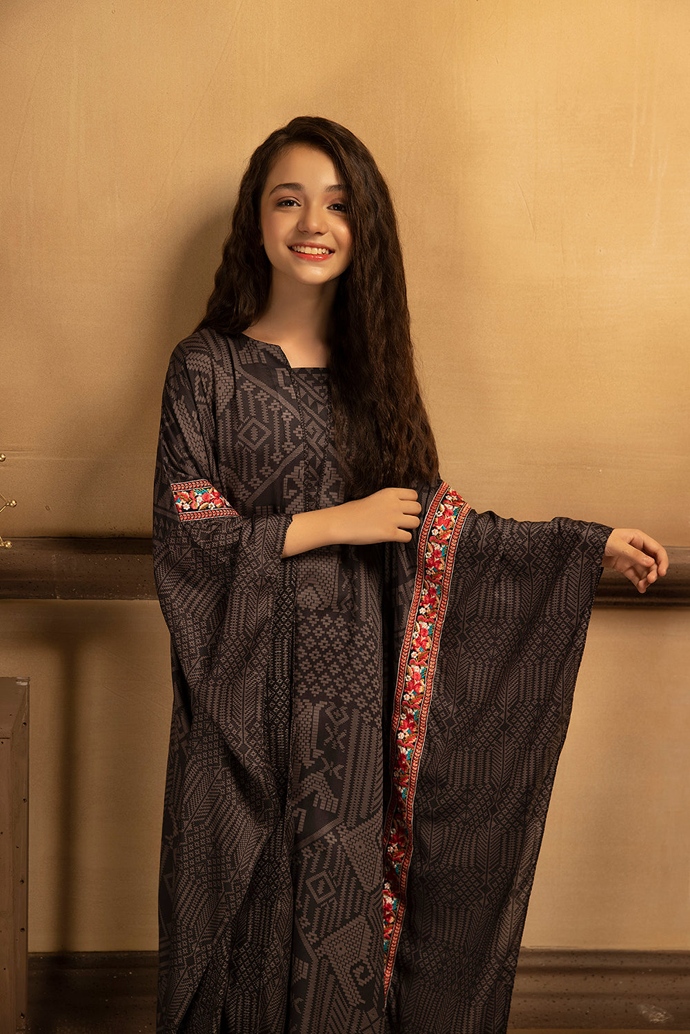 DSW22-35-Printed Embroidered Fustaan 1PC