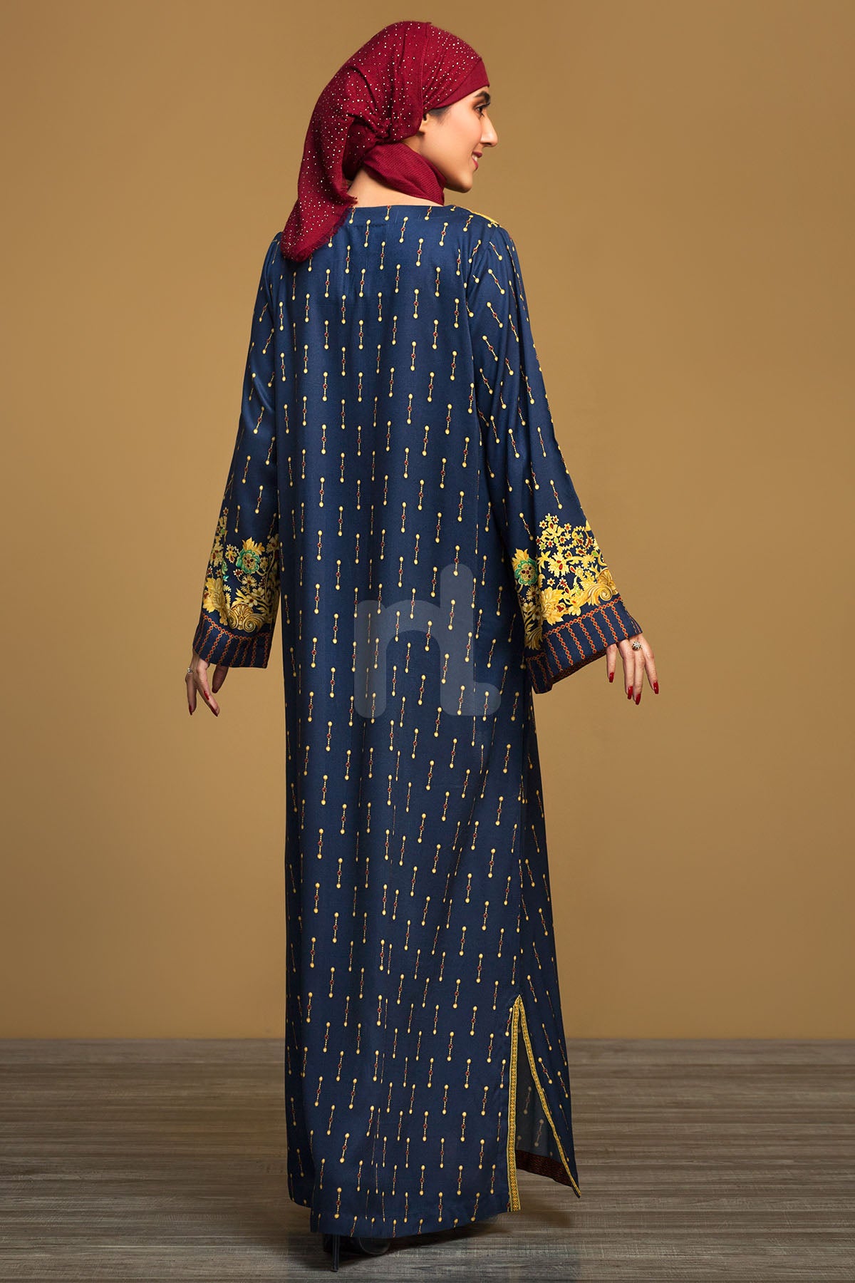 DW19-34 Green Printed Stitched Jalabiya – 1PC - Nishat Linen UAE