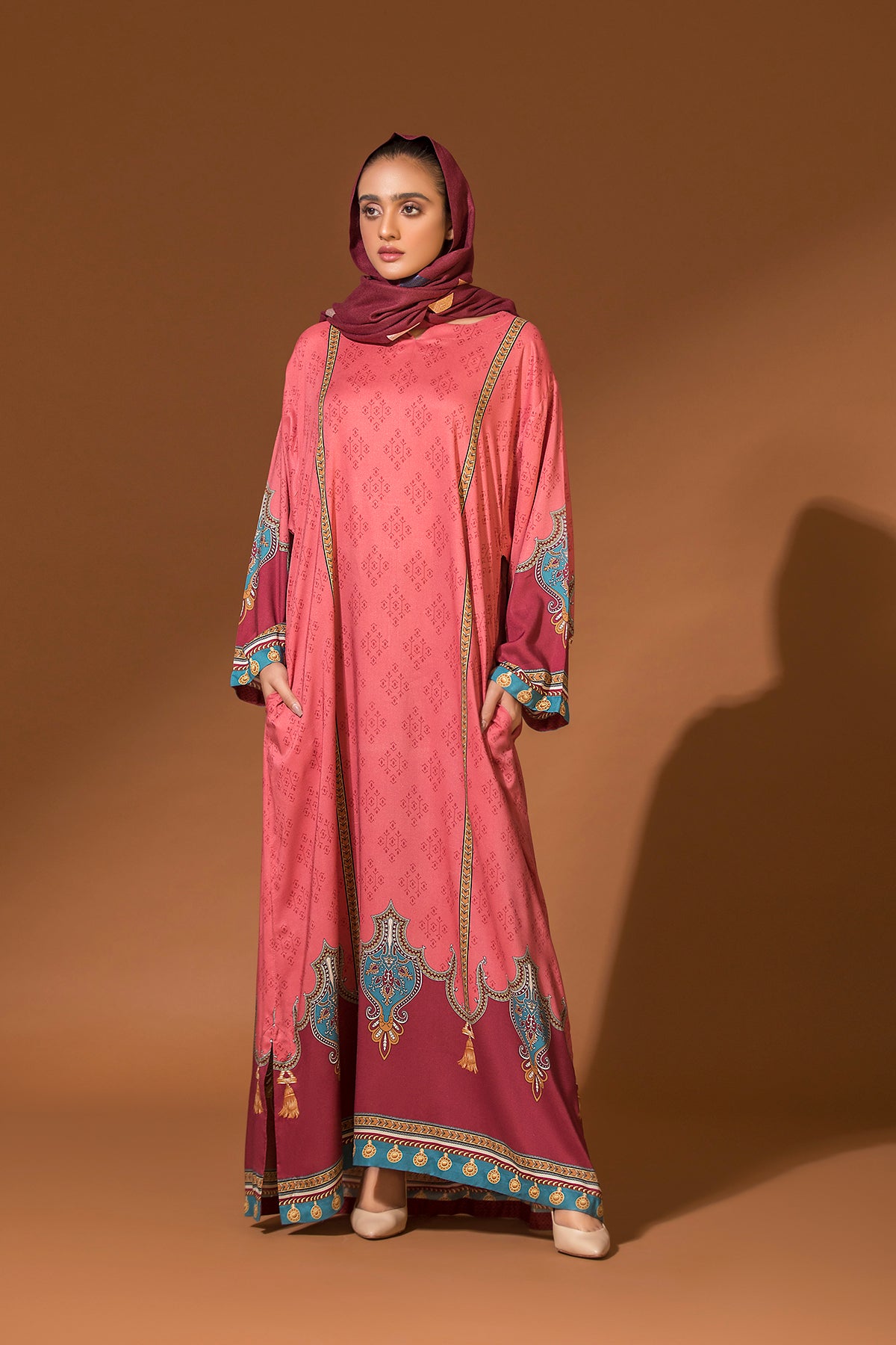 DW20-04 Digital Printed Linen Stitched Fustaan with Mask 1PC