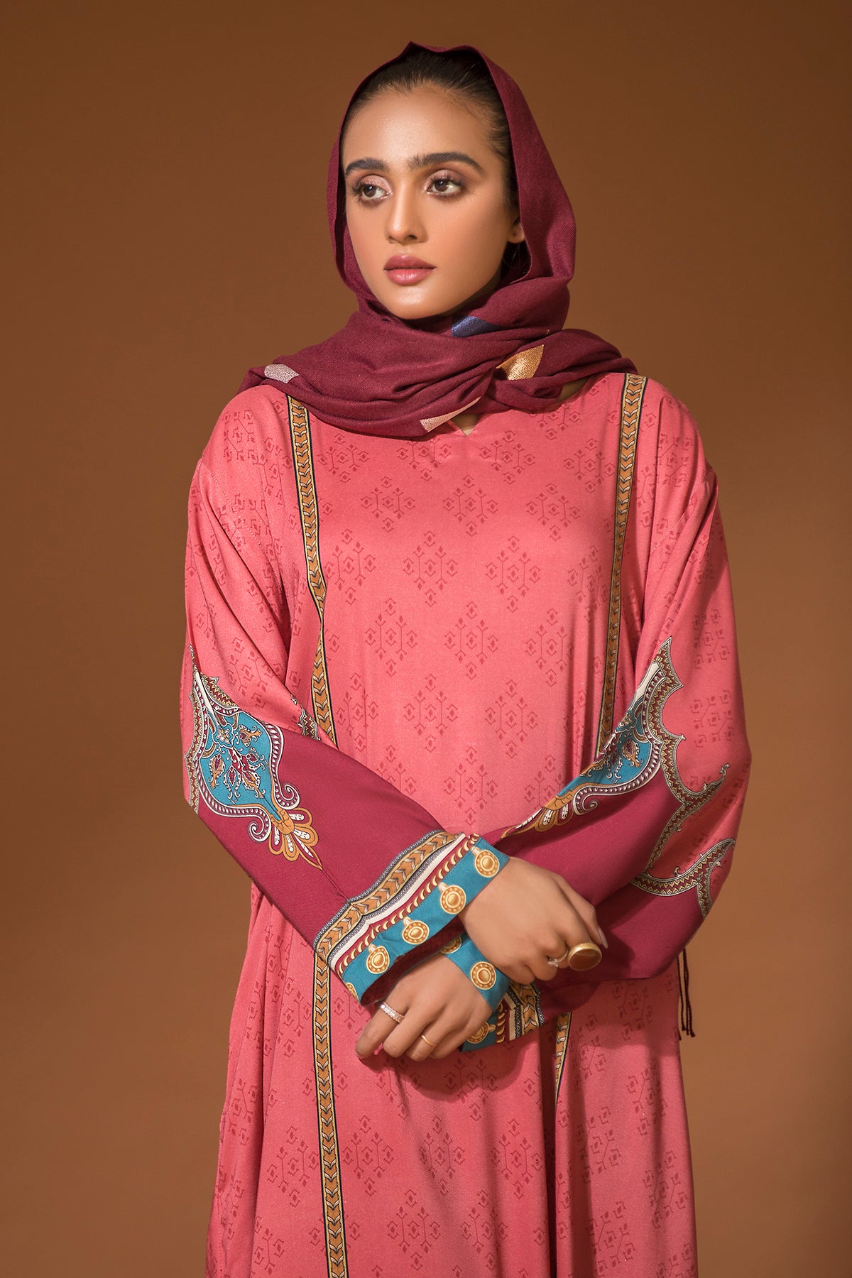 DW20-04 Digital Printed Linen Stitched Fustaan with Mask 1PC