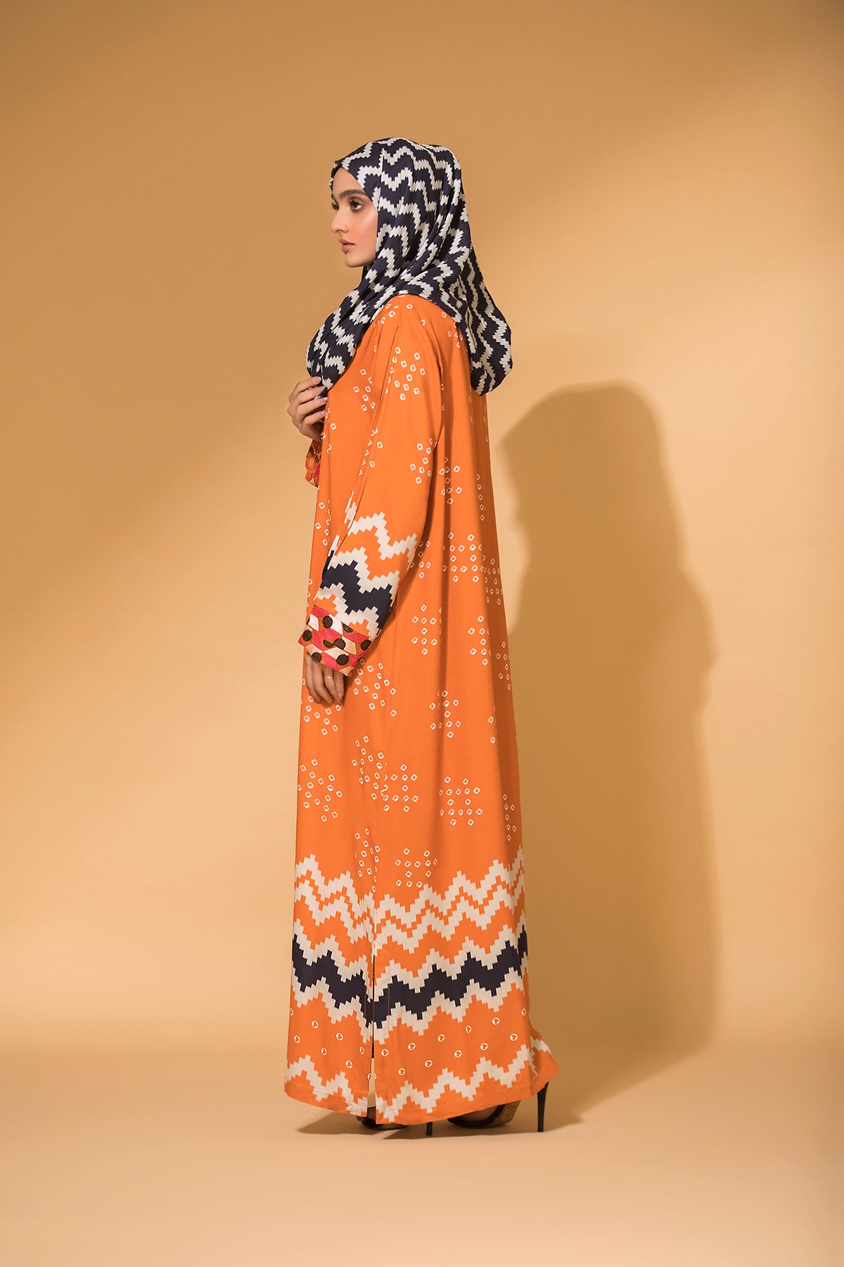 DW20-06 Digital Printed Embroidered Linen Stitched Fustaan with Sheilas & Mask - 2PC