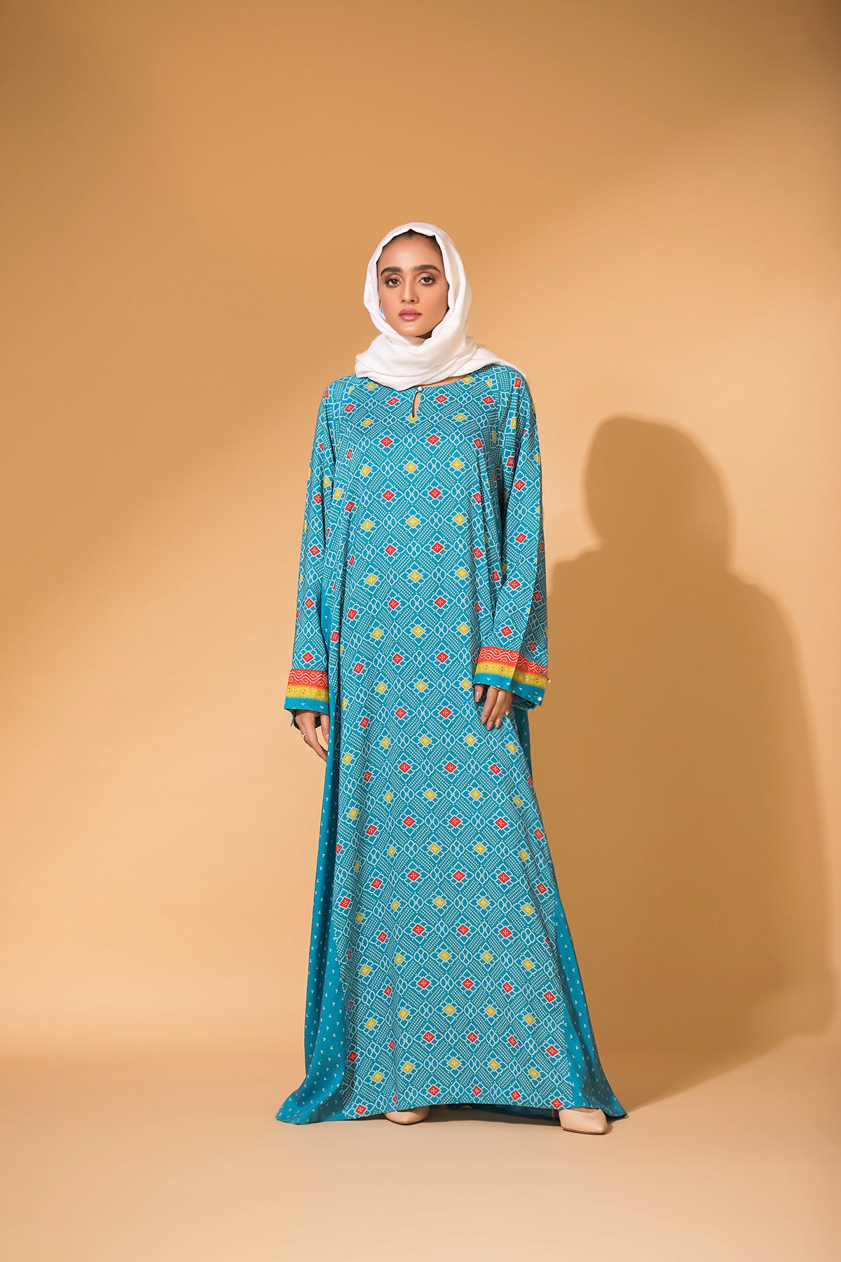 DW20-19 Digital Printed Linen Stitched Fustaan with Mask - 1PC