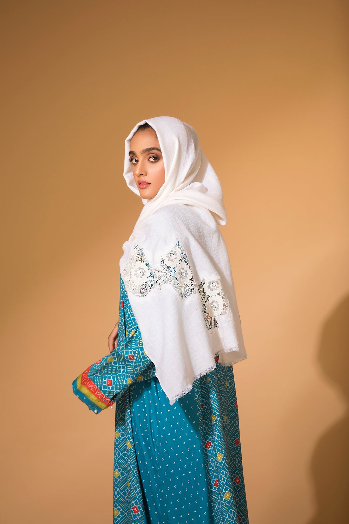 DW20-19 Digital Printed Linen Stitched Fustaan with Mask - 1PC