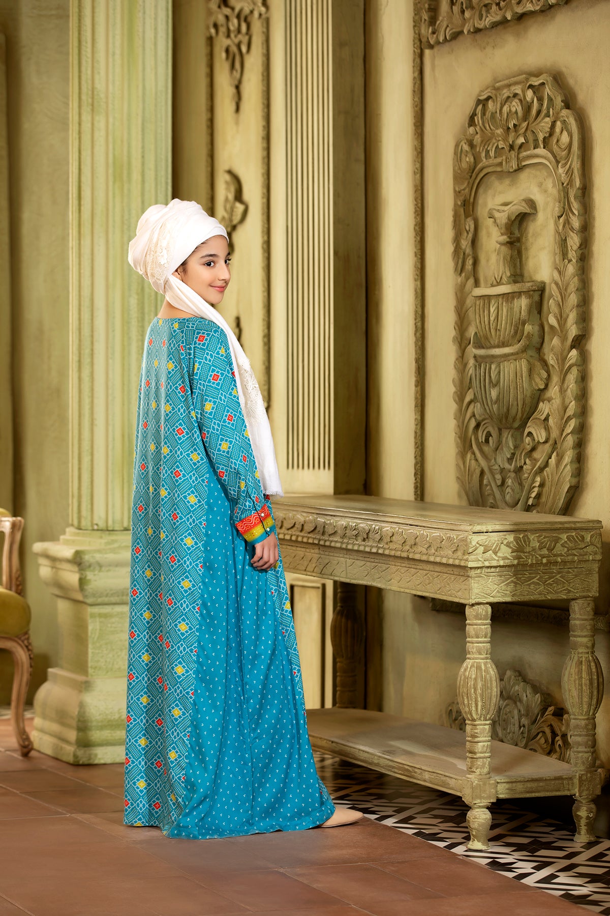 DW20-20 Printed Stitched Fustaan for Kids - 1PC